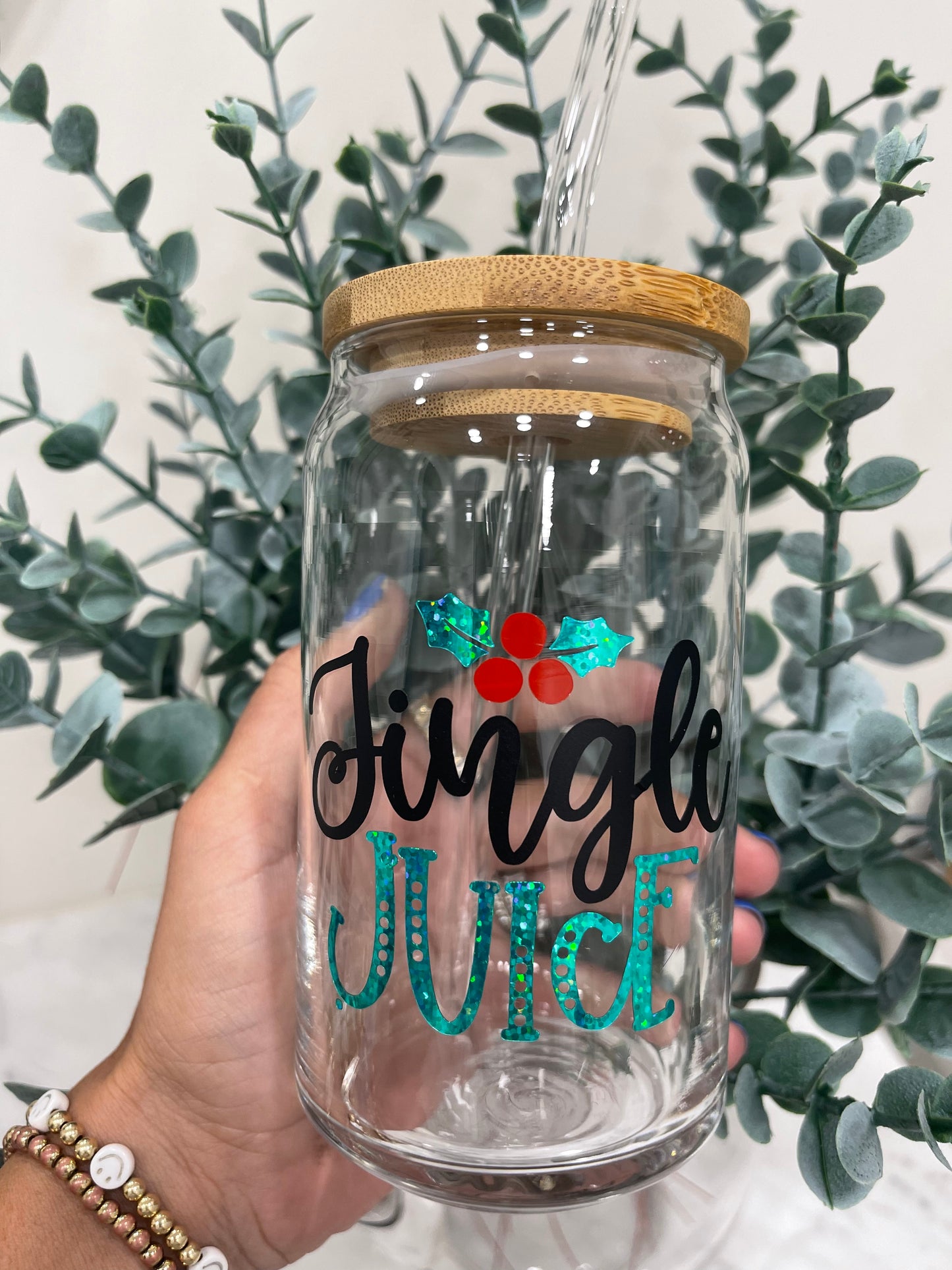 Jingle Juice Beer Can Glass