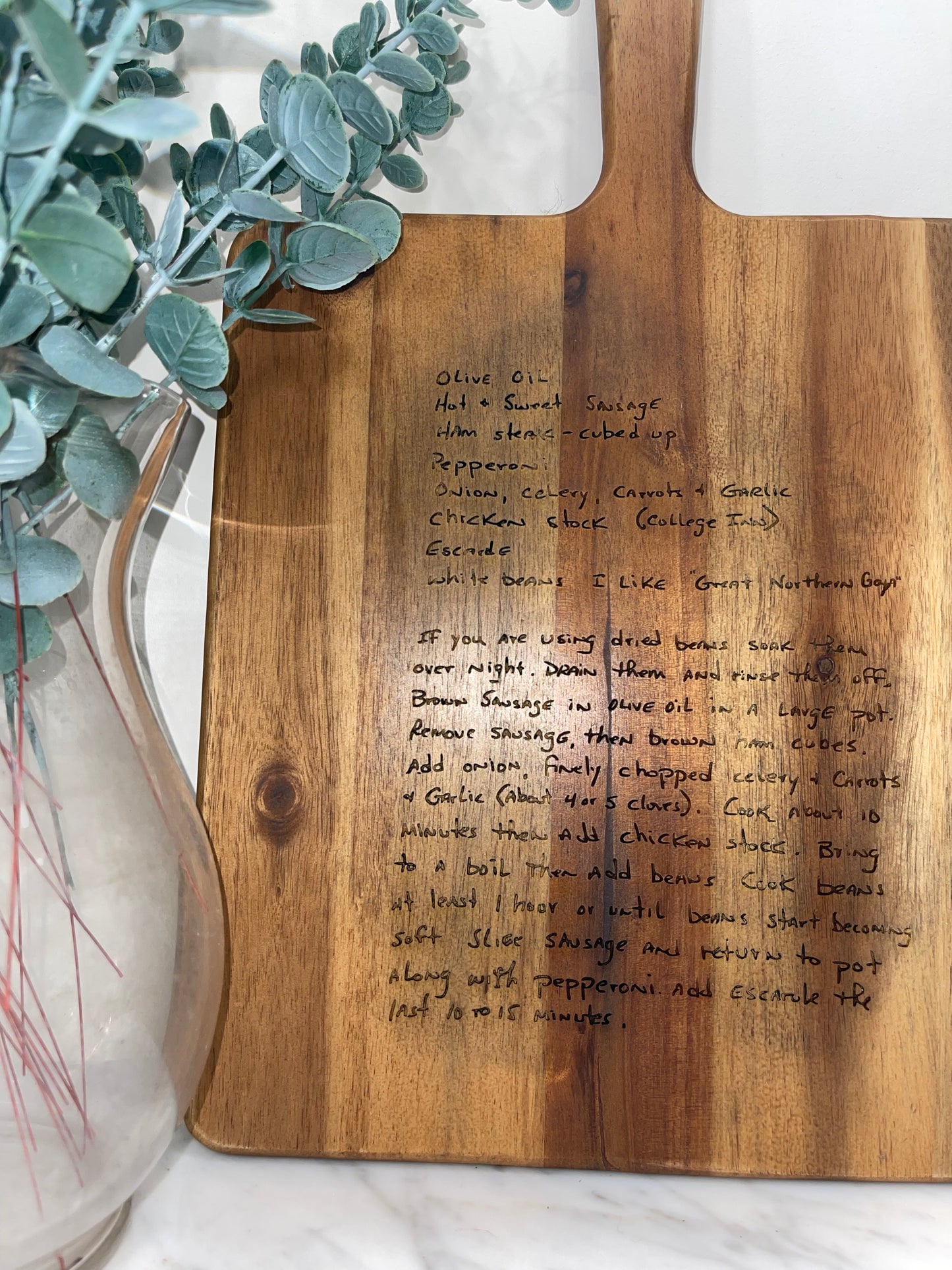 Custom Recipe/note Cutting Board