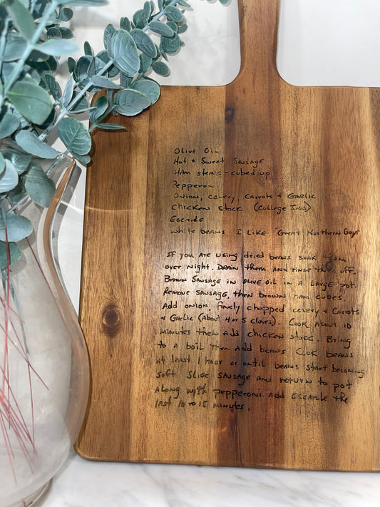 Custom Recipe/note Cutting Board