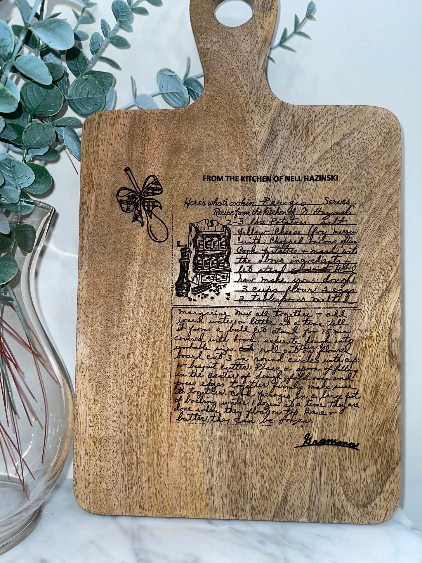 Custom Recipe/note Cutting Board