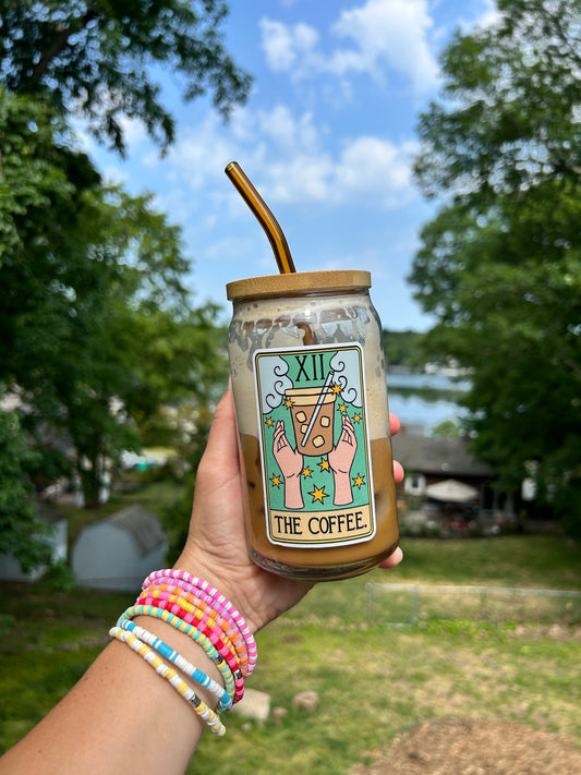 The Coffee Tarot Card Can Glass