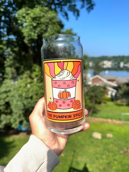 The Pumpkin Spice Tarot Card Can Glass