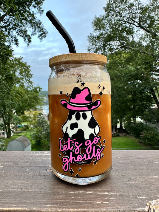 Let’s Go Ghouls Can Glass, Halloween Beer Can Glass