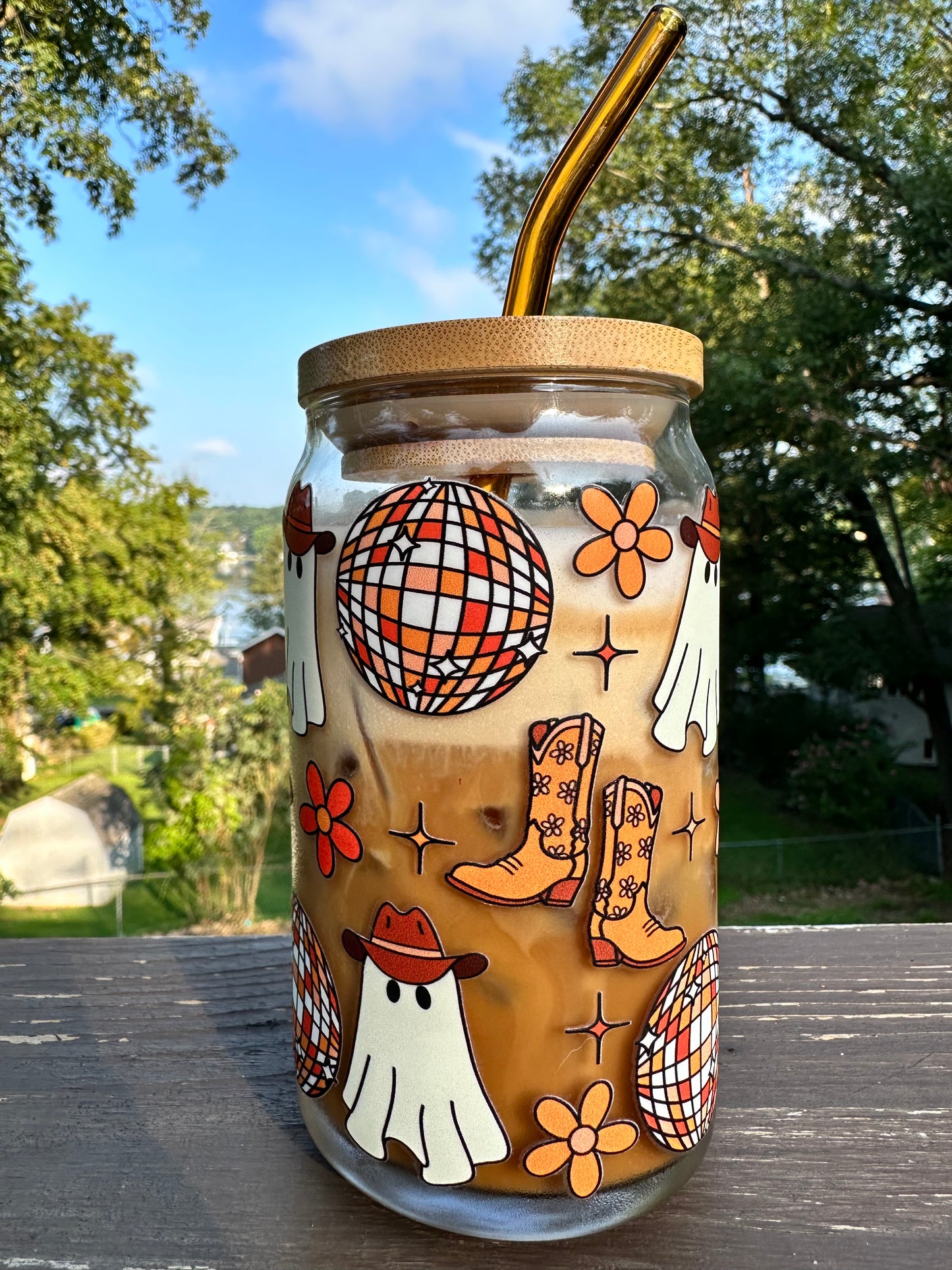 Disco Cowboy Beer Can Glass, Halloween Beer Can Glass