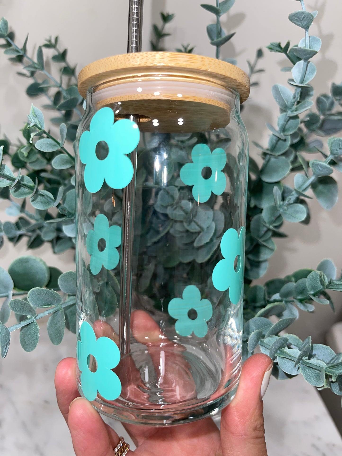 Retro Daisies Beer Can Blass