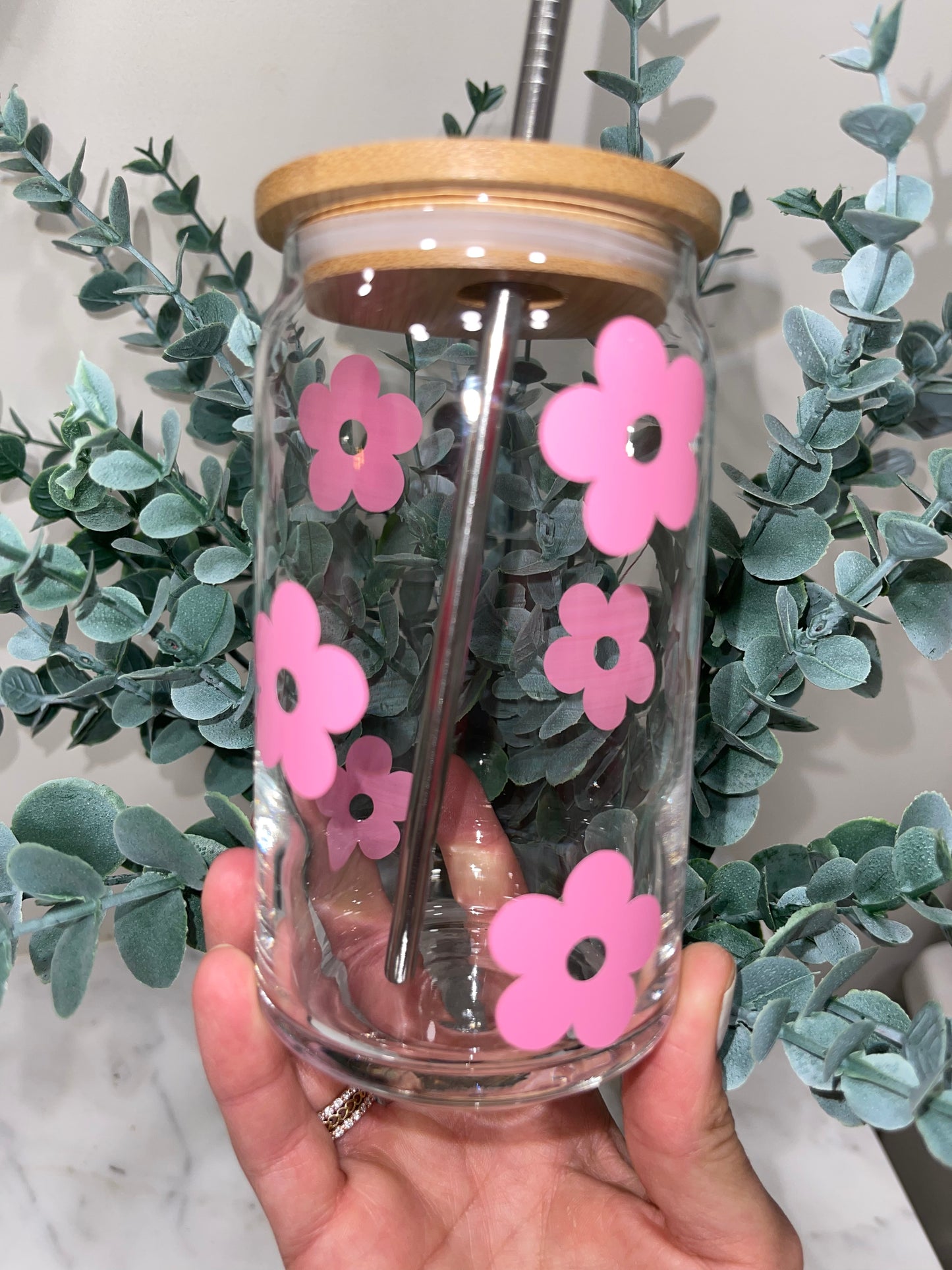 Retro Daisies Beer Can Blass