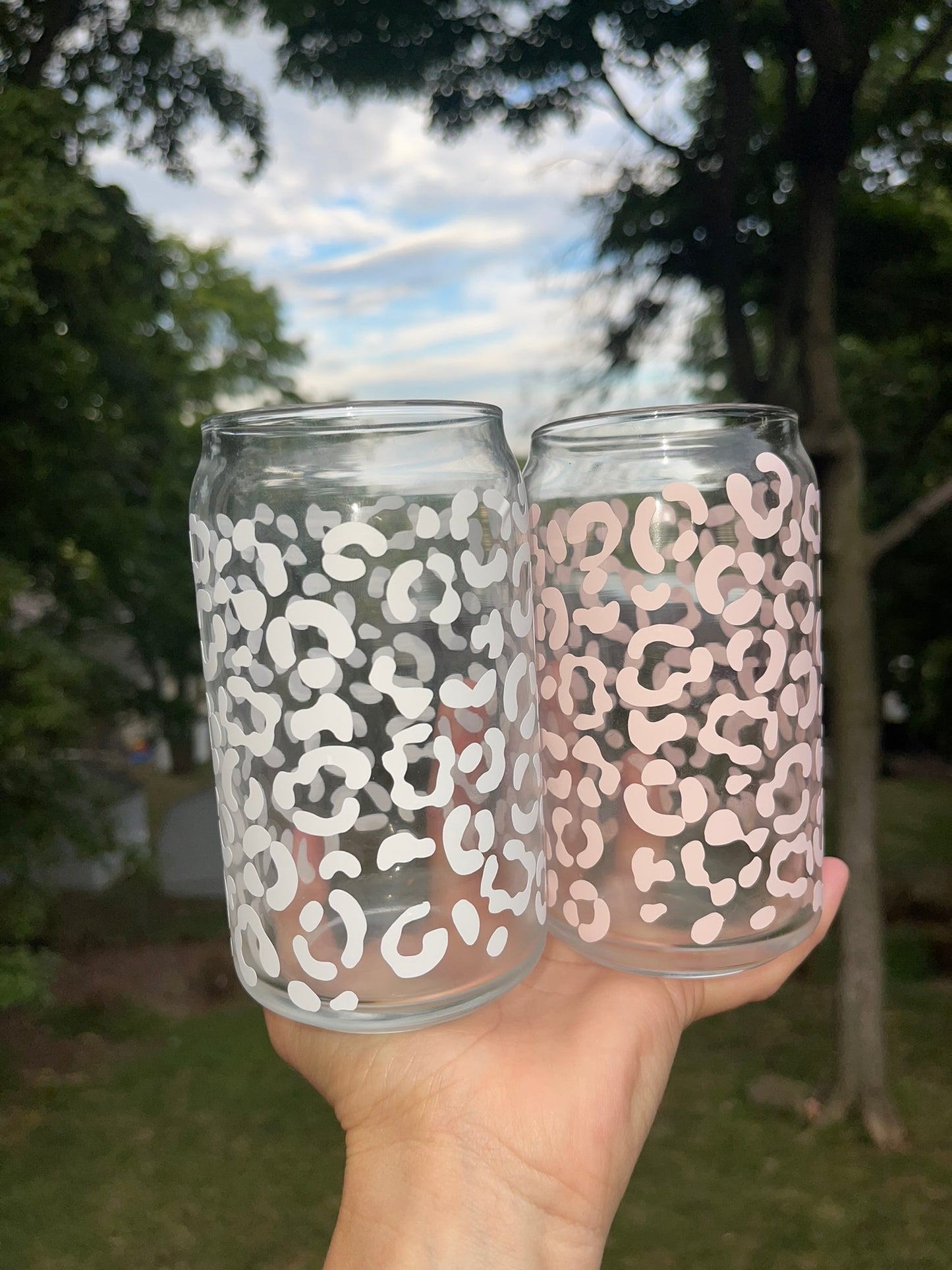 Cheetah Print Beer Can Glass