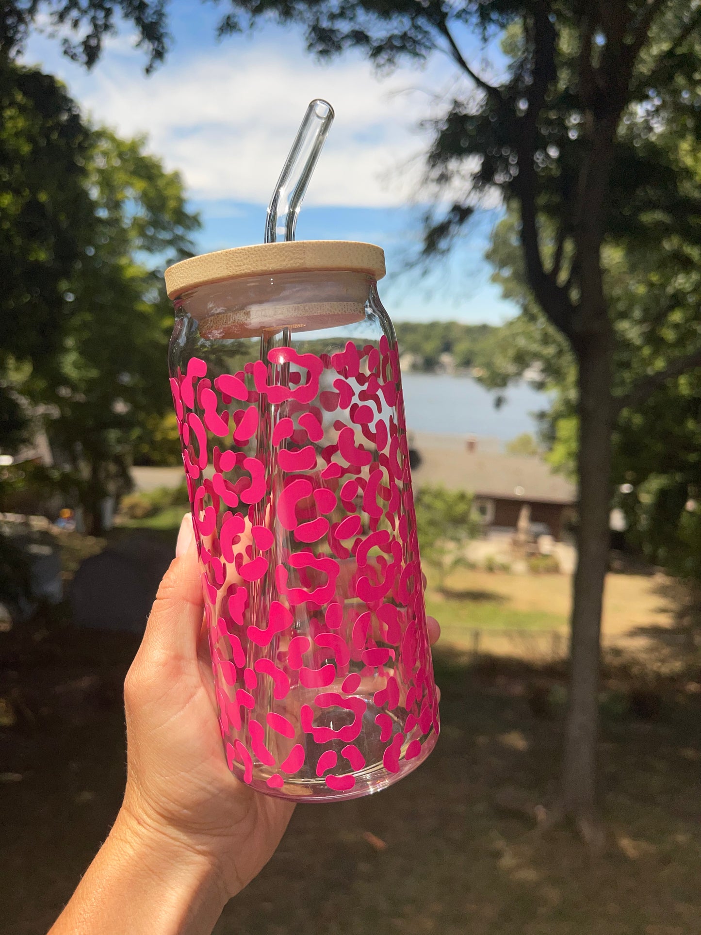Cheetah Print Beer Can Glass