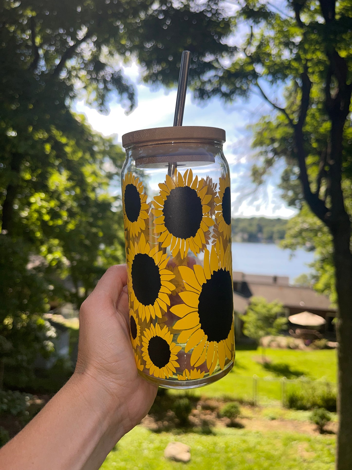 Sunflower Beer Can Glass