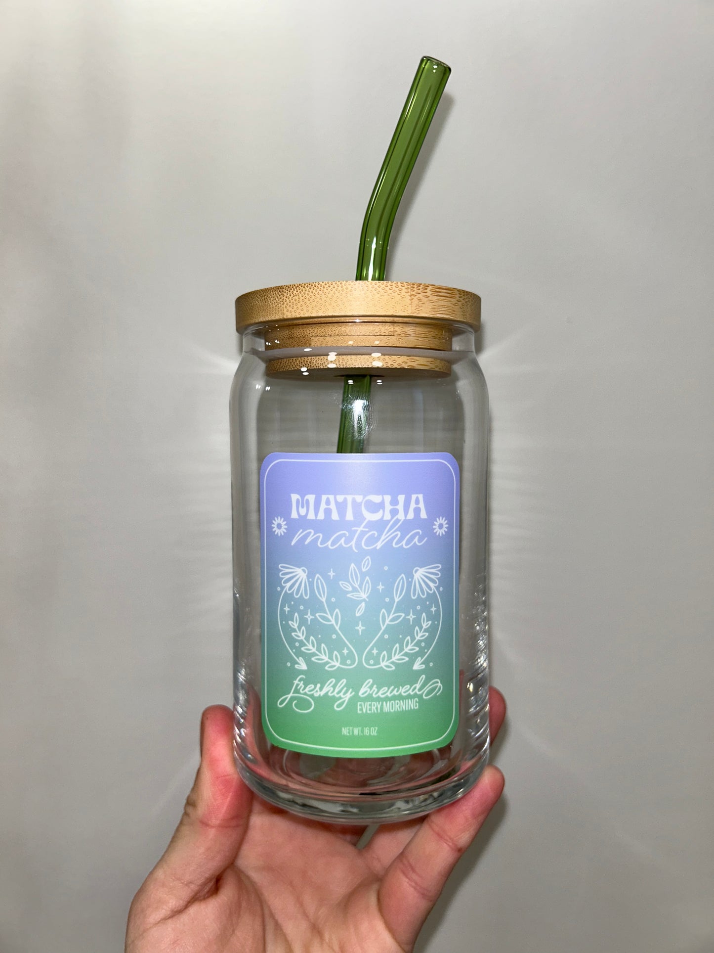 Matcha Label Beer Can Glass