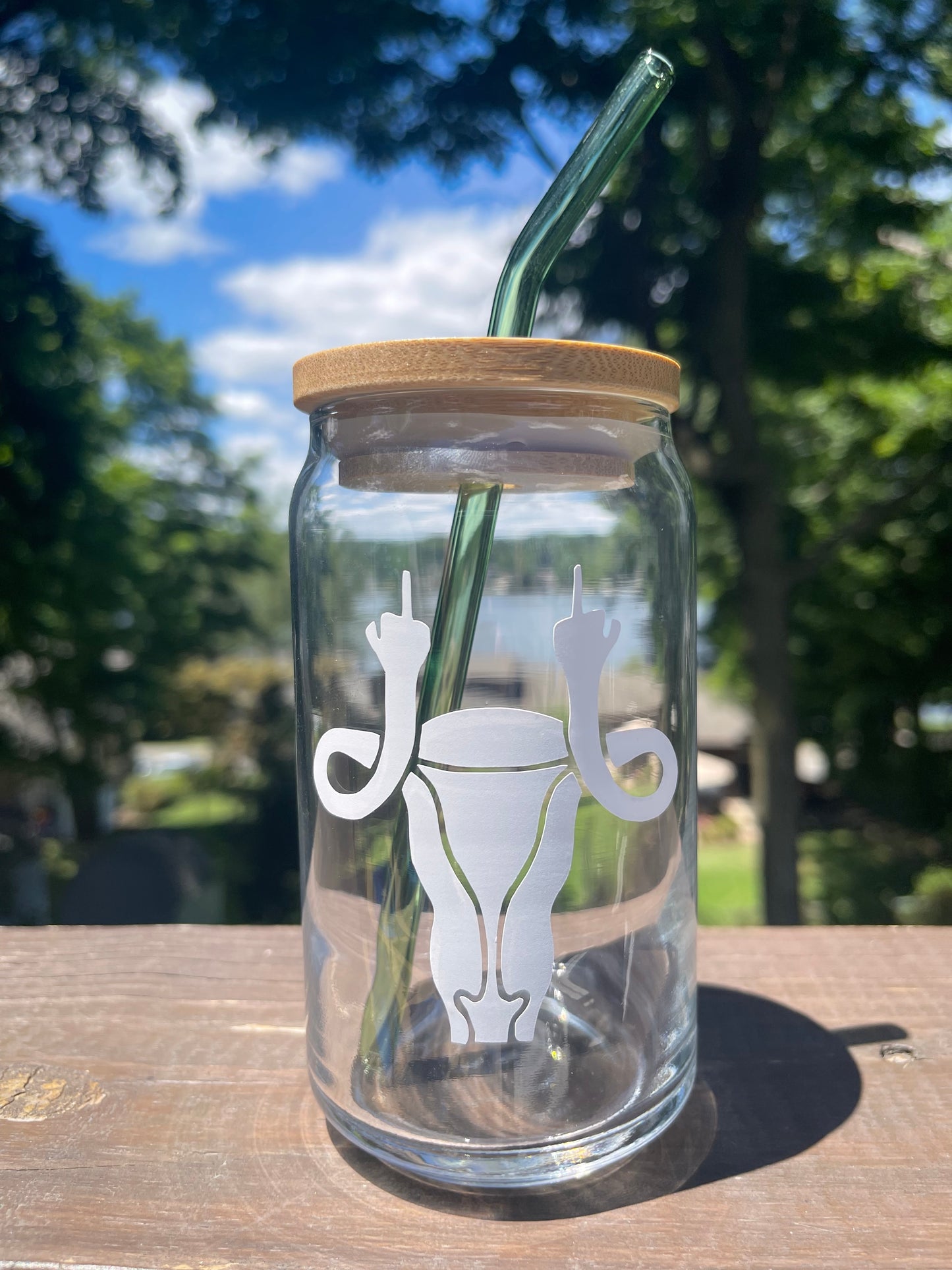 Uterus Middle Finger Beer Can Glass