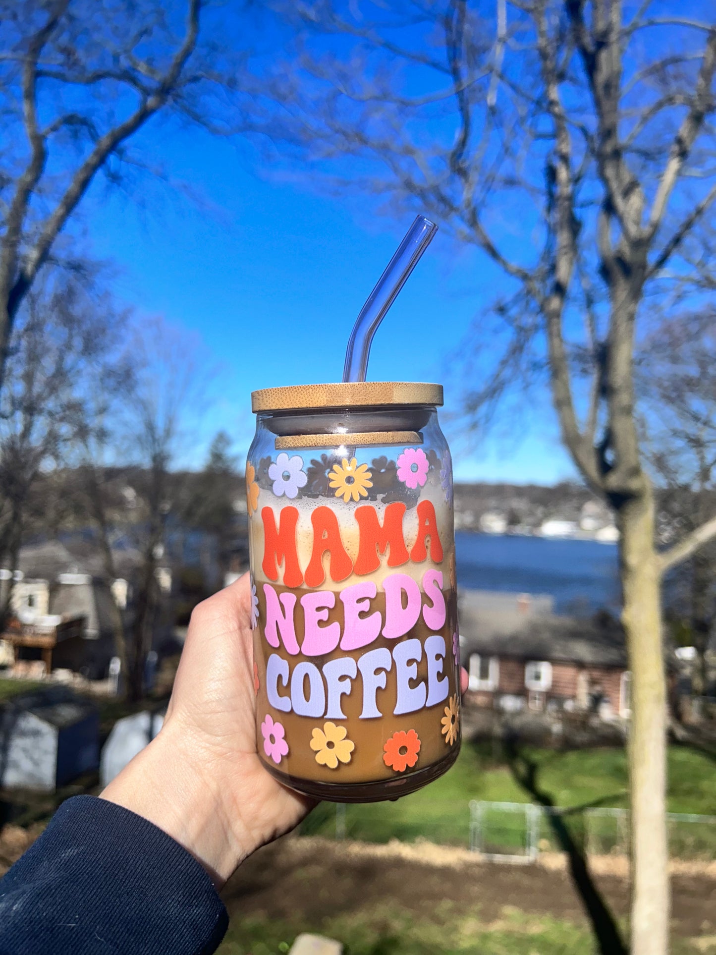 Mama Needs Coffee Beer Can Glass