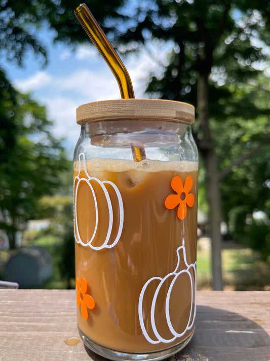Groovy Pumpkin Beer Can Glass