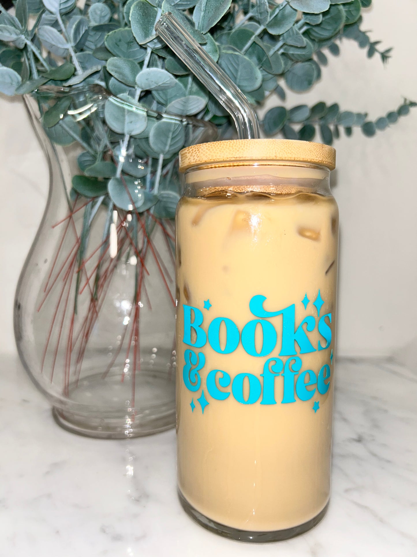 Books and Coffee Beer Can Glass