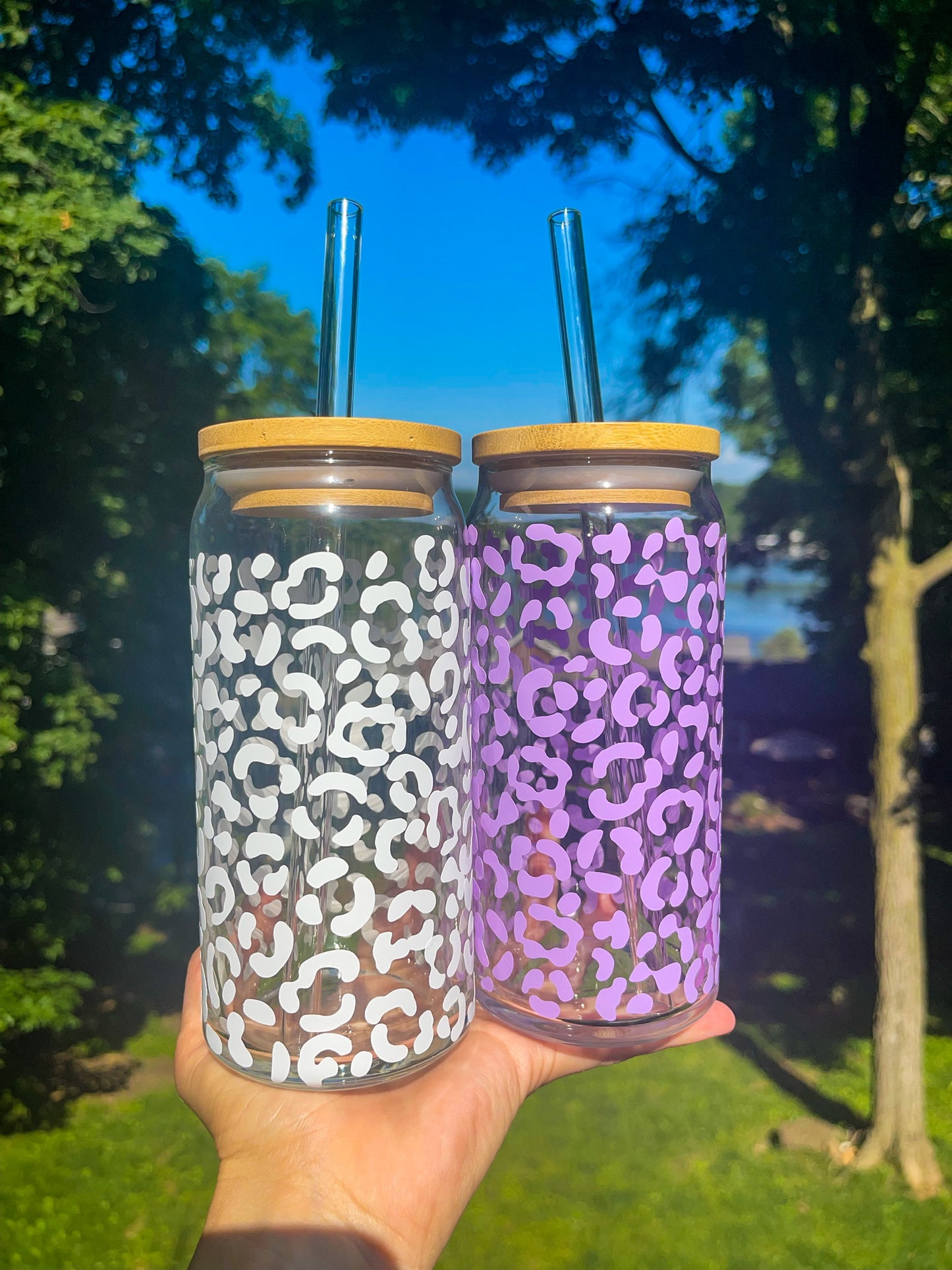 Cheetah Print Beer Can Glass