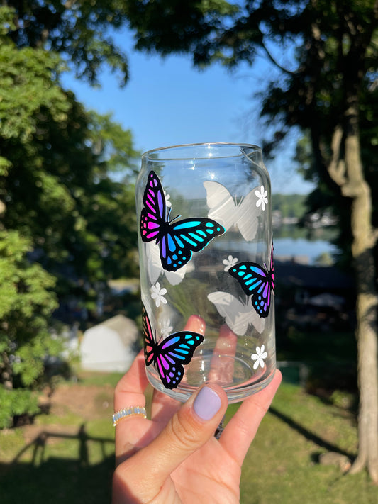 Butterfly Beer Can Glass
