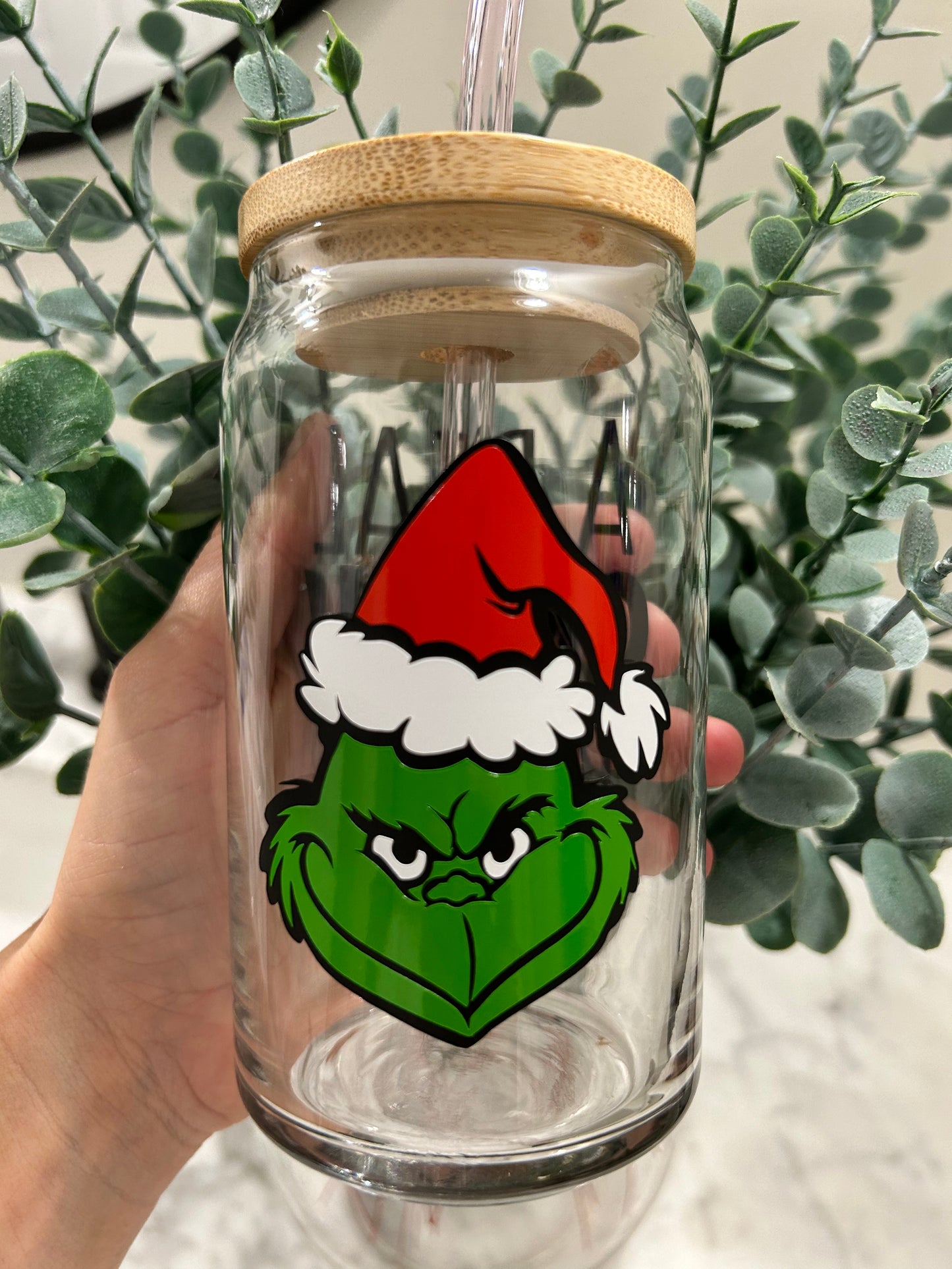 A Real Gr!nch Before Coffee Beer Can Glass