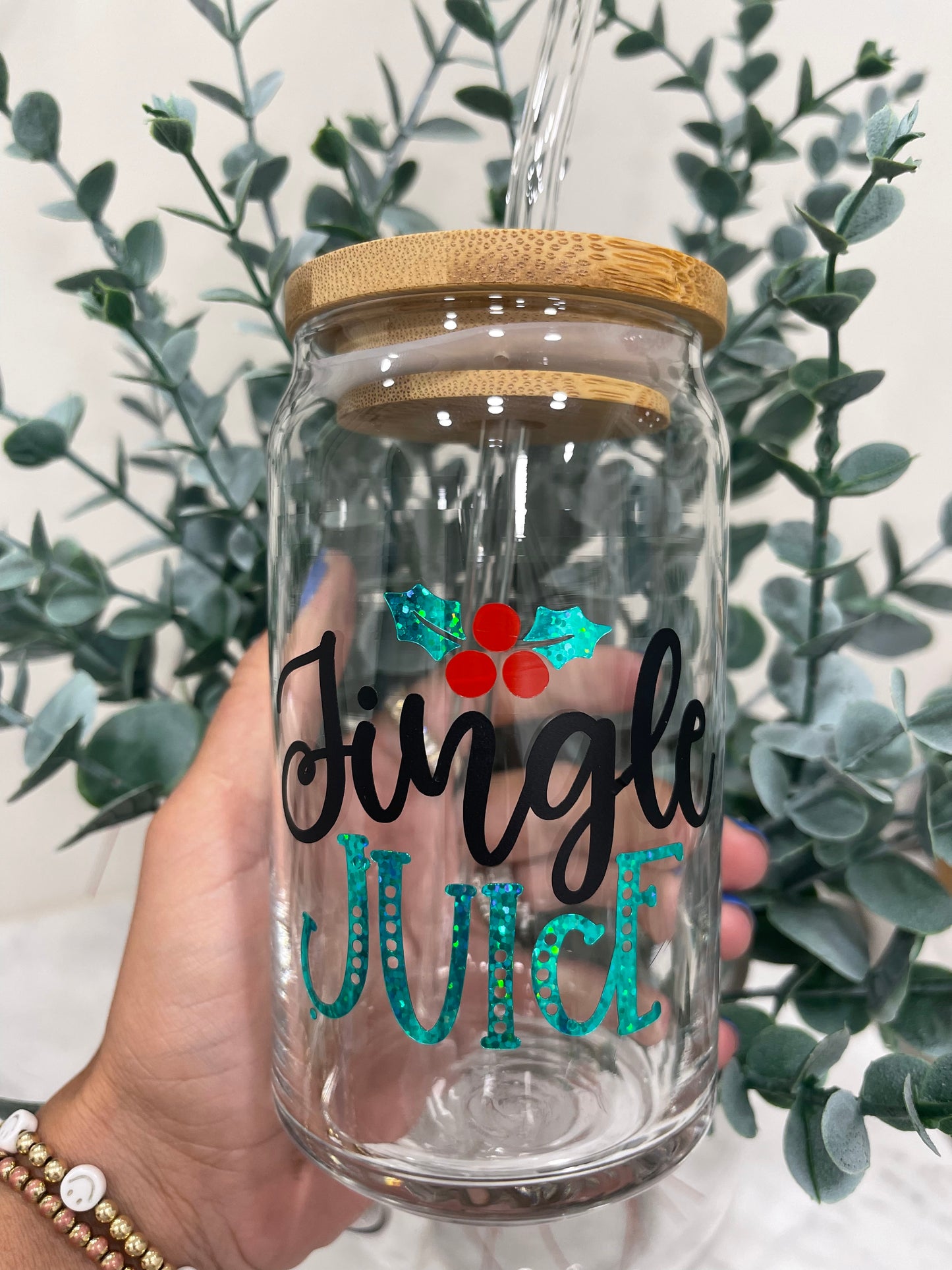 Jingle Juice Beer Can Glass