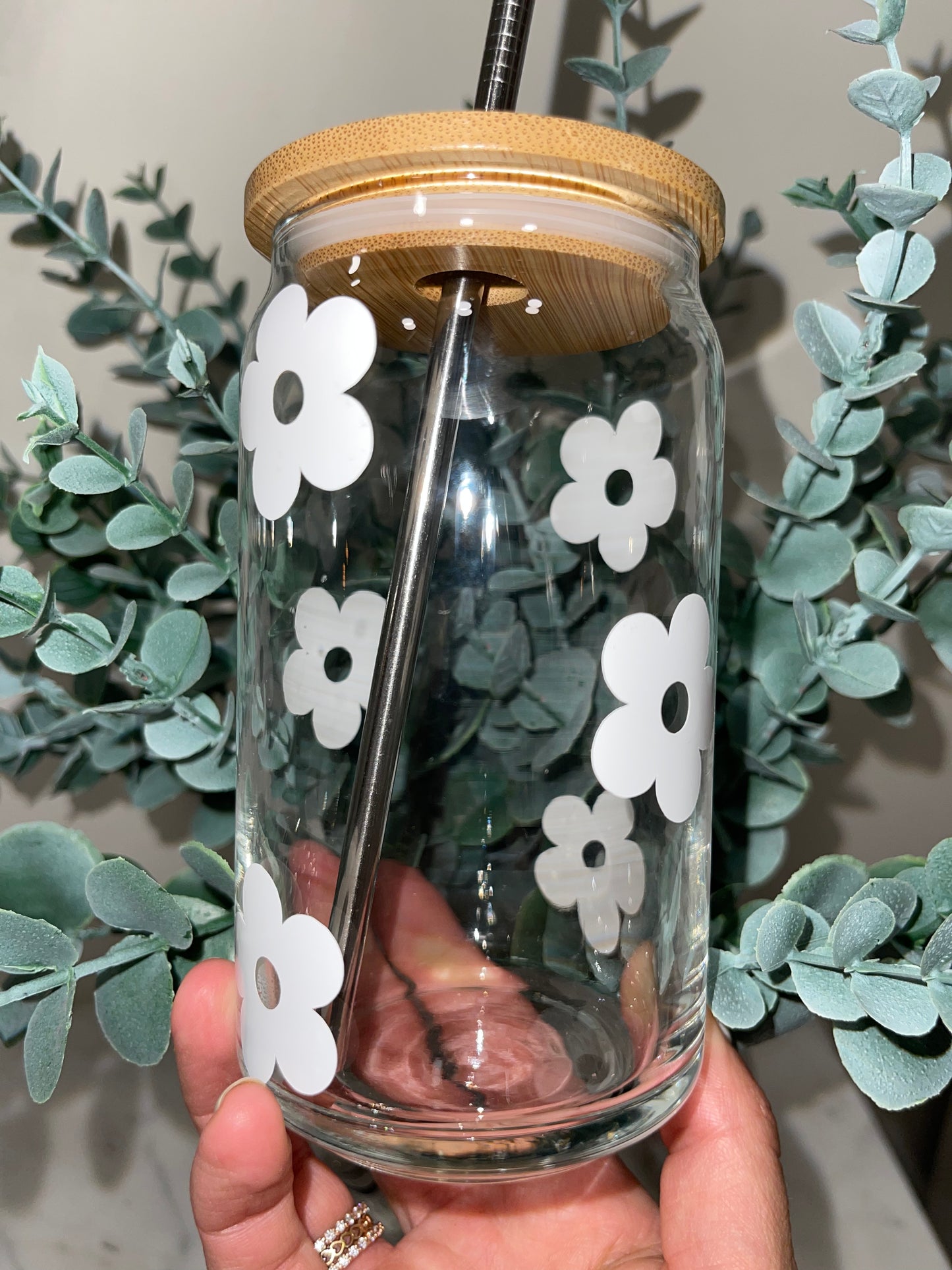 Retro Daisies Beer Can Blass