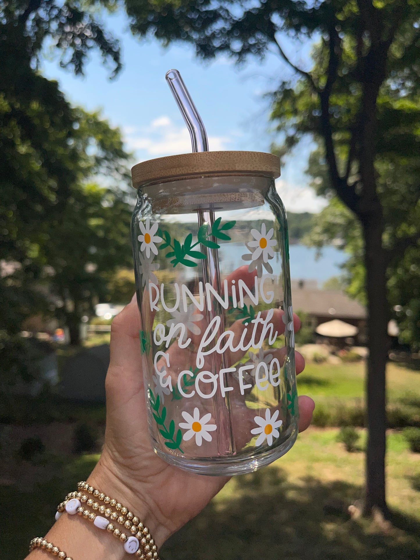 Running on Faith and Coffee Beer Can Glass
