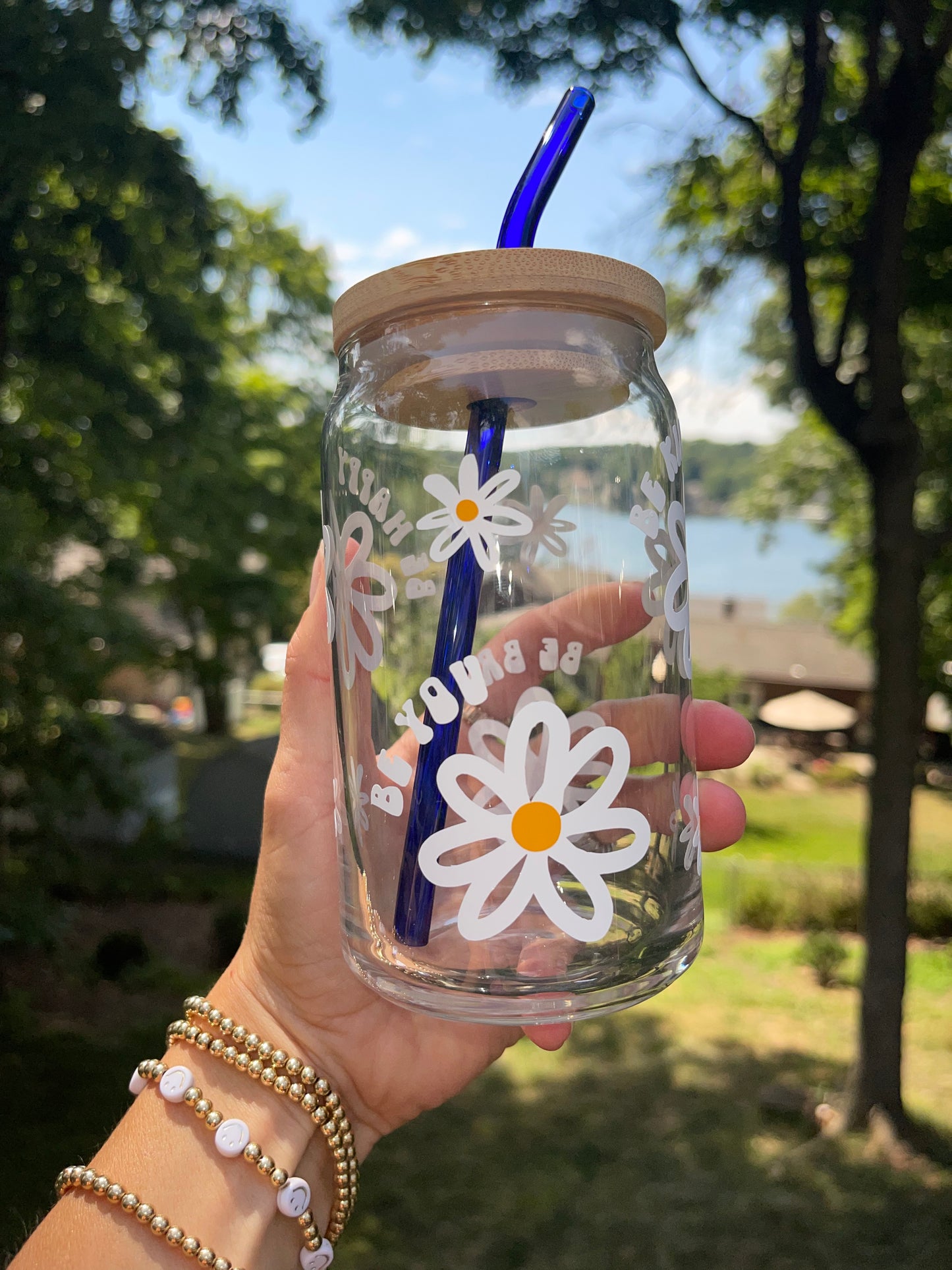 Daily Affirmations Beer Can Glass