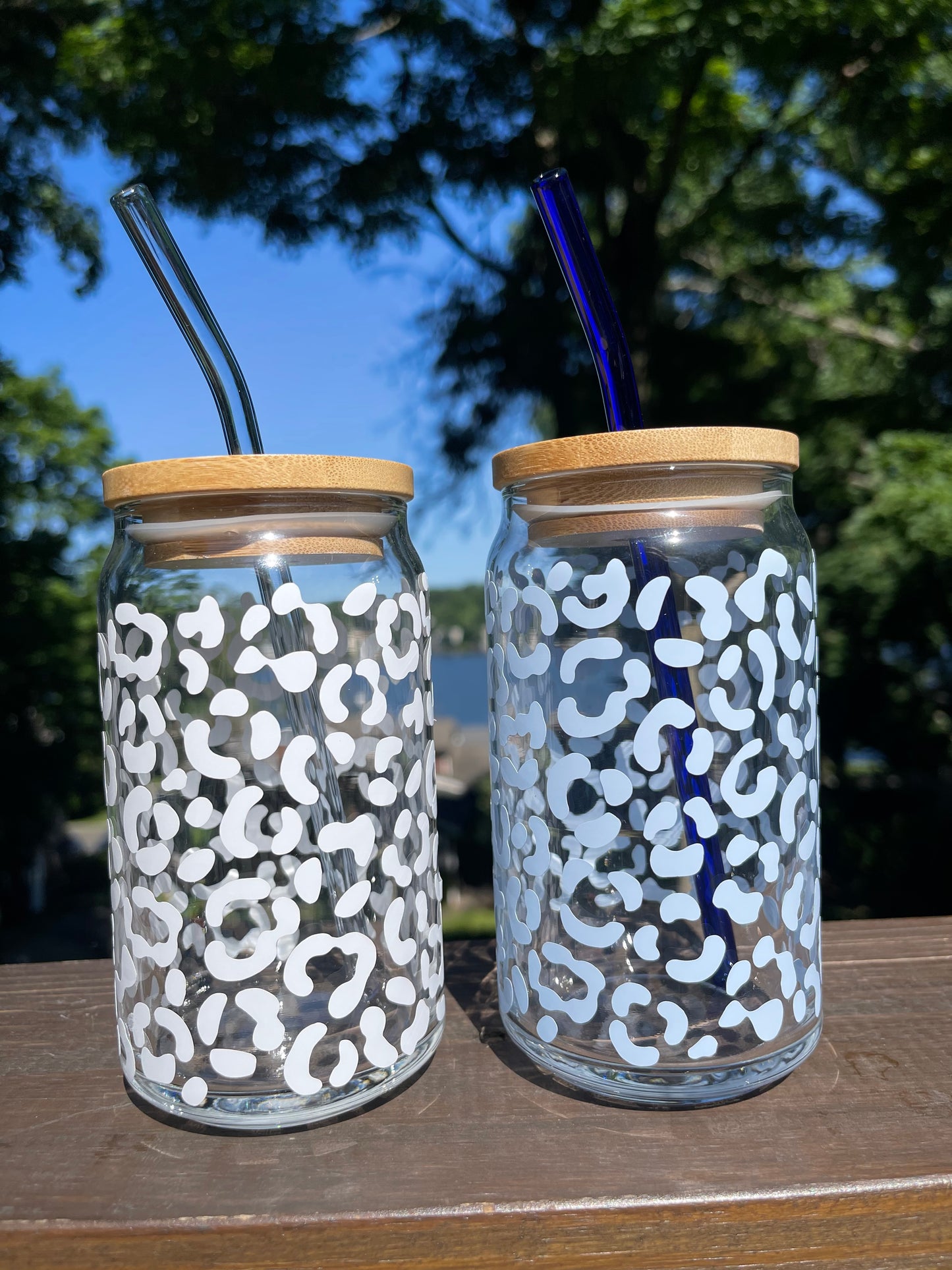 Cheetah Print Beer Can Glass