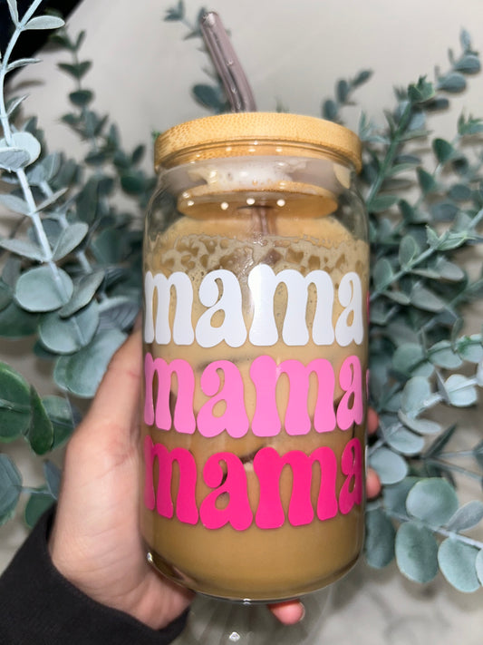 Girl Mama Beer Can Glass