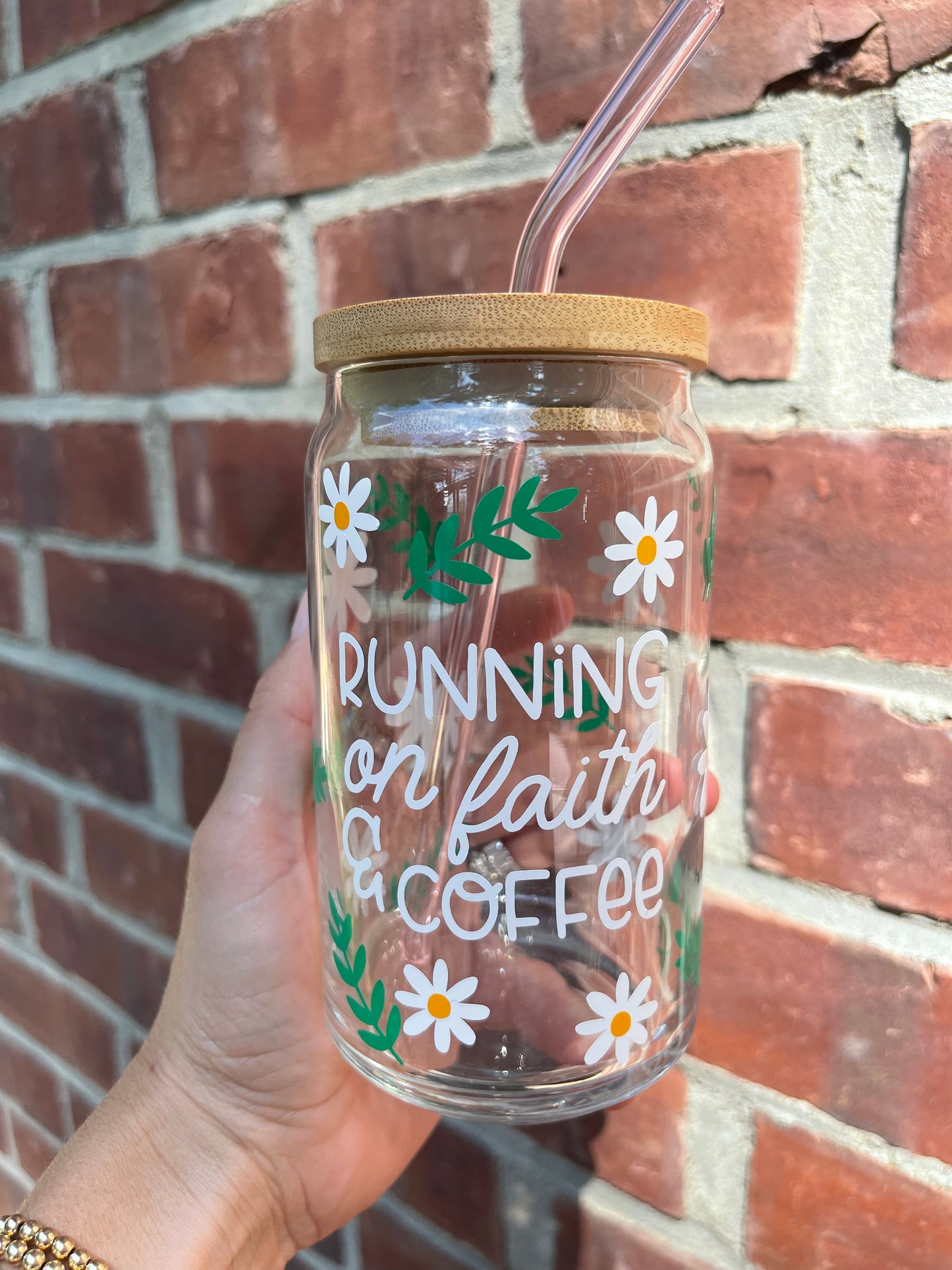 Running on Faith and Coffee Beer Can Glass