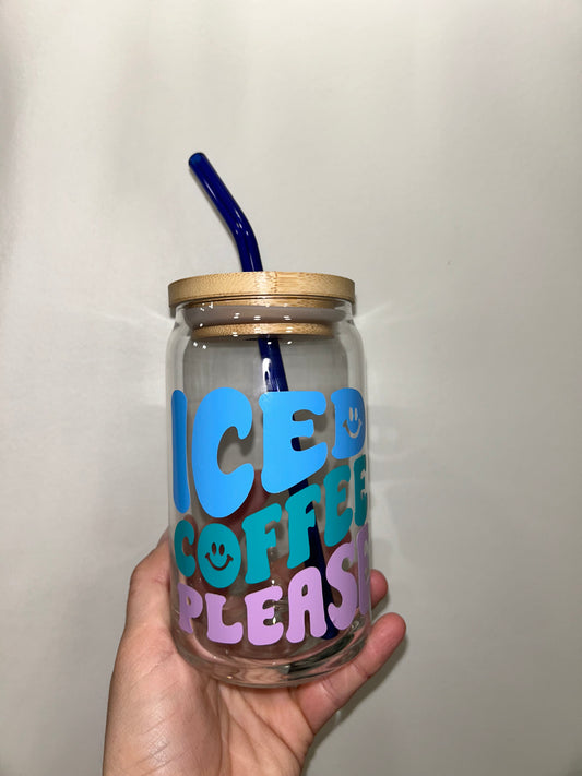 Iced Coffee Please Beer Can Glass