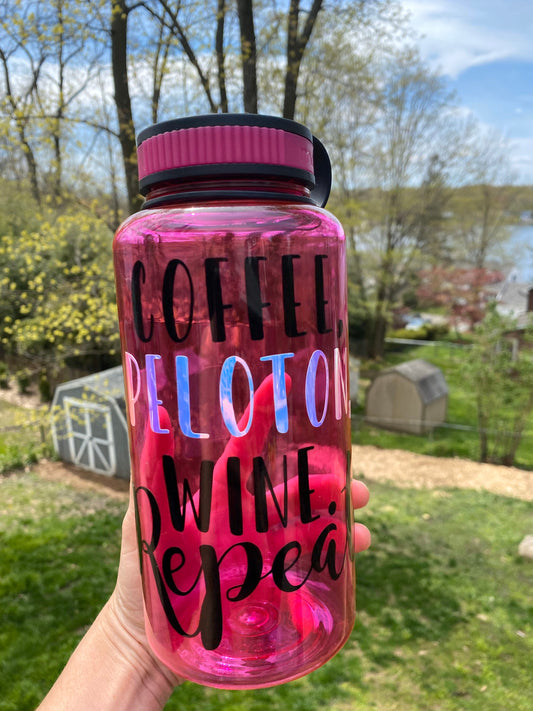 Peloton Water Bottle, Coffee and peloton, gym bottle, funny gift, gag gift