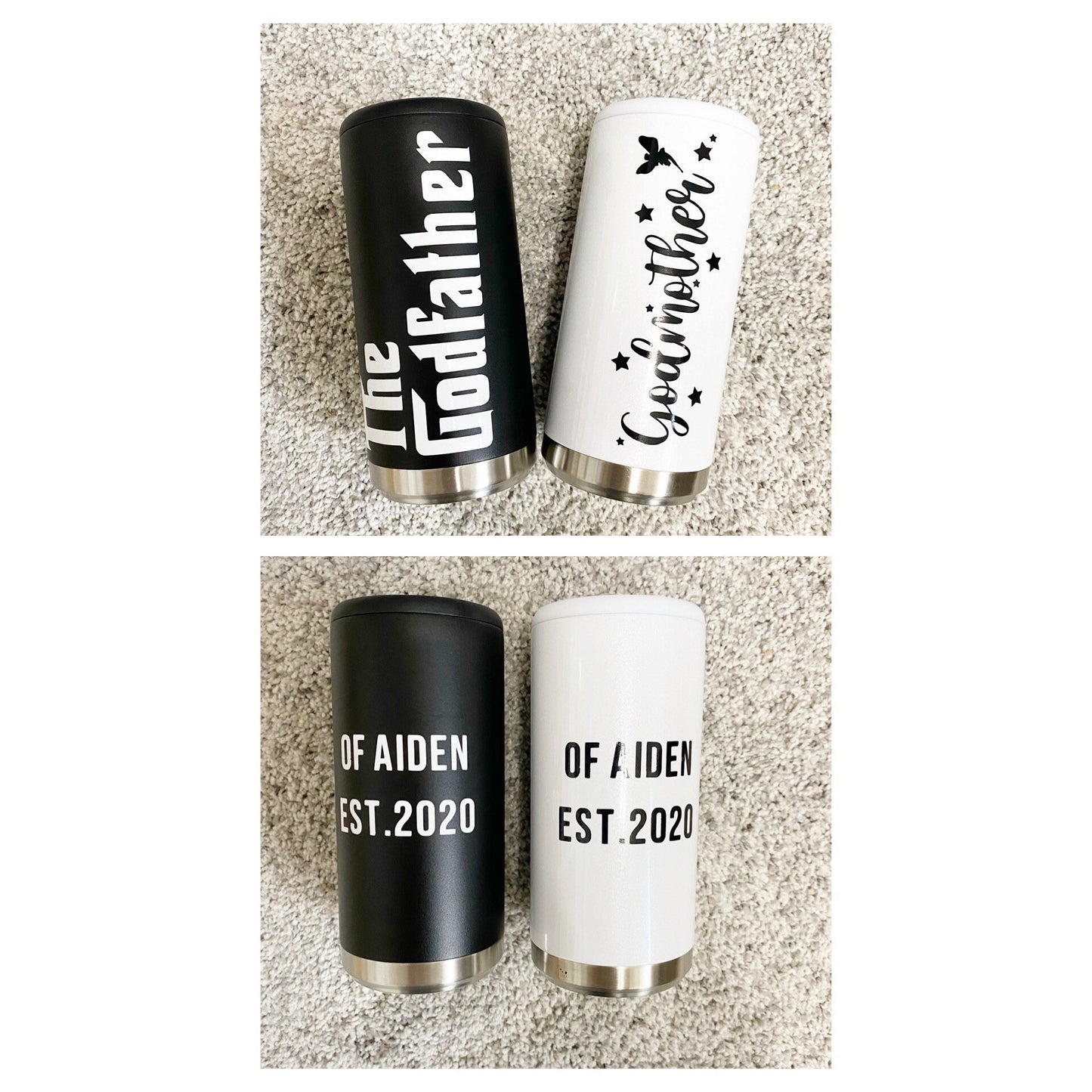 Godparents Slim Can Cooler Set | Godmother Gift | Godfather Gift | Godparents Gift  | Slim Can Cooler