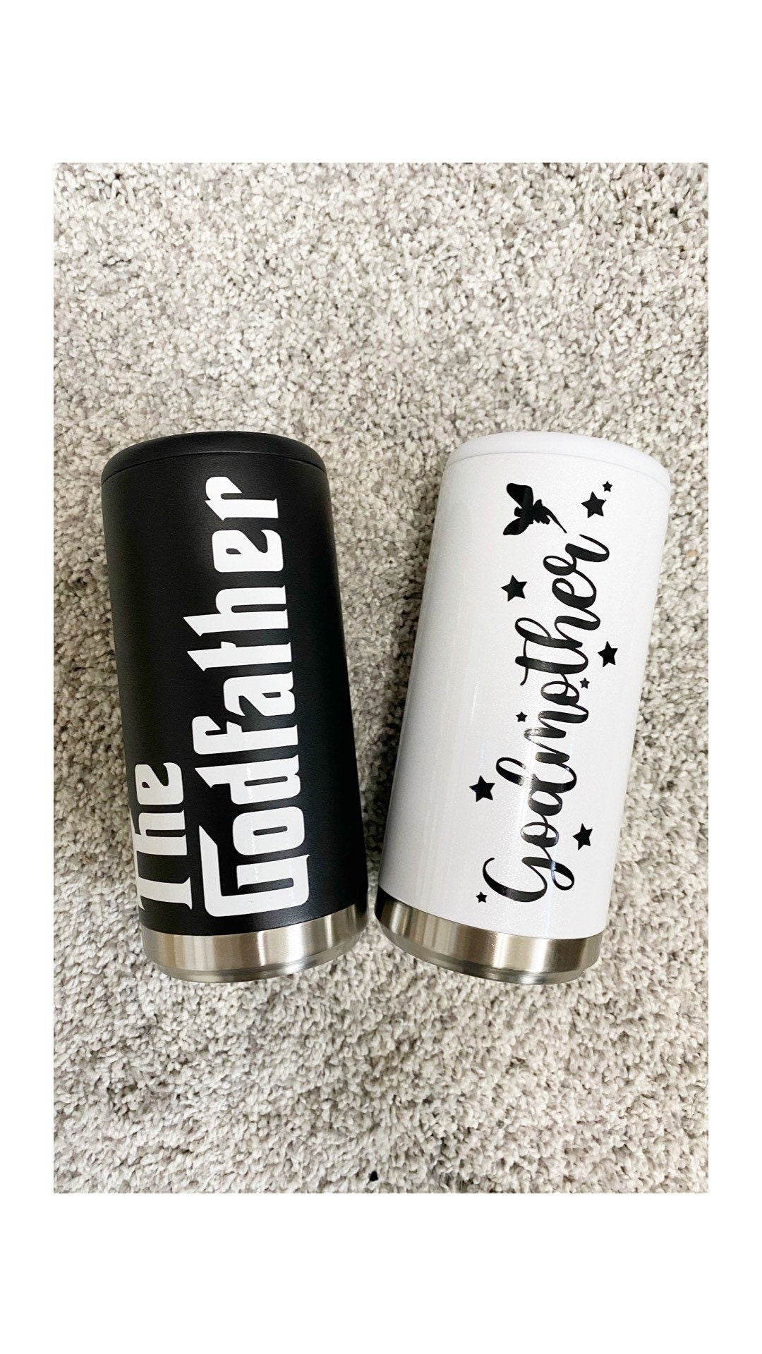 Godparents Slim Can Cooler Set | Godmother Gift | Godfather Gift | Godparents Gift  | Slim Can Cooler