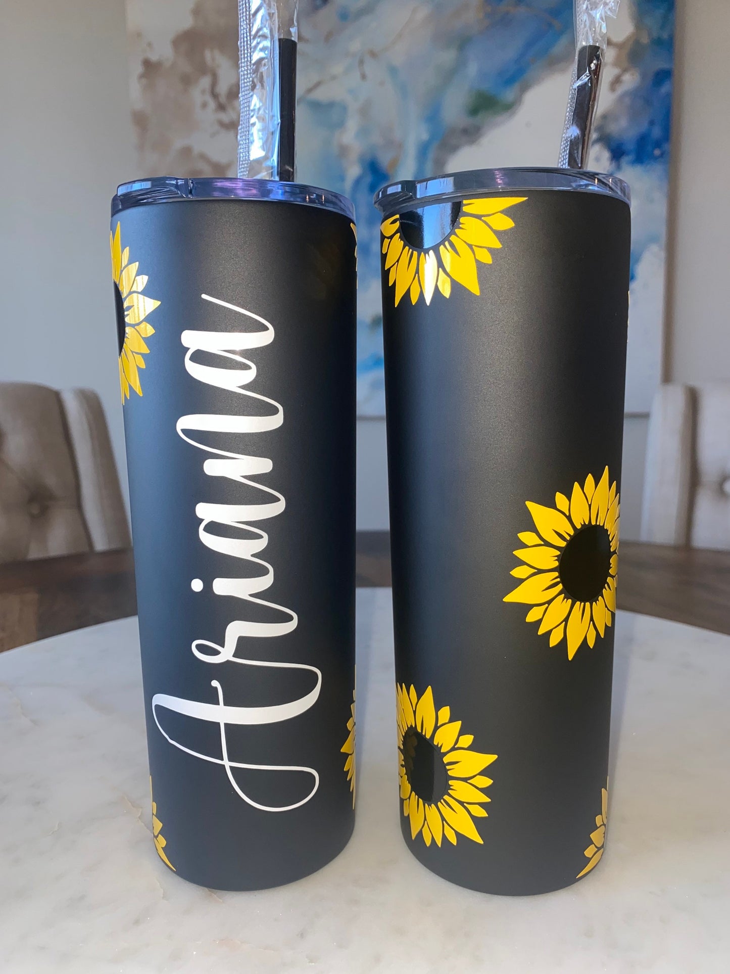 Mommy and Me Tumbler Set, Sunflower Tumbler, personalized sunflower cup, Gift for her, Floral Tumbler, Bride and Flower Girl Tumbler Set