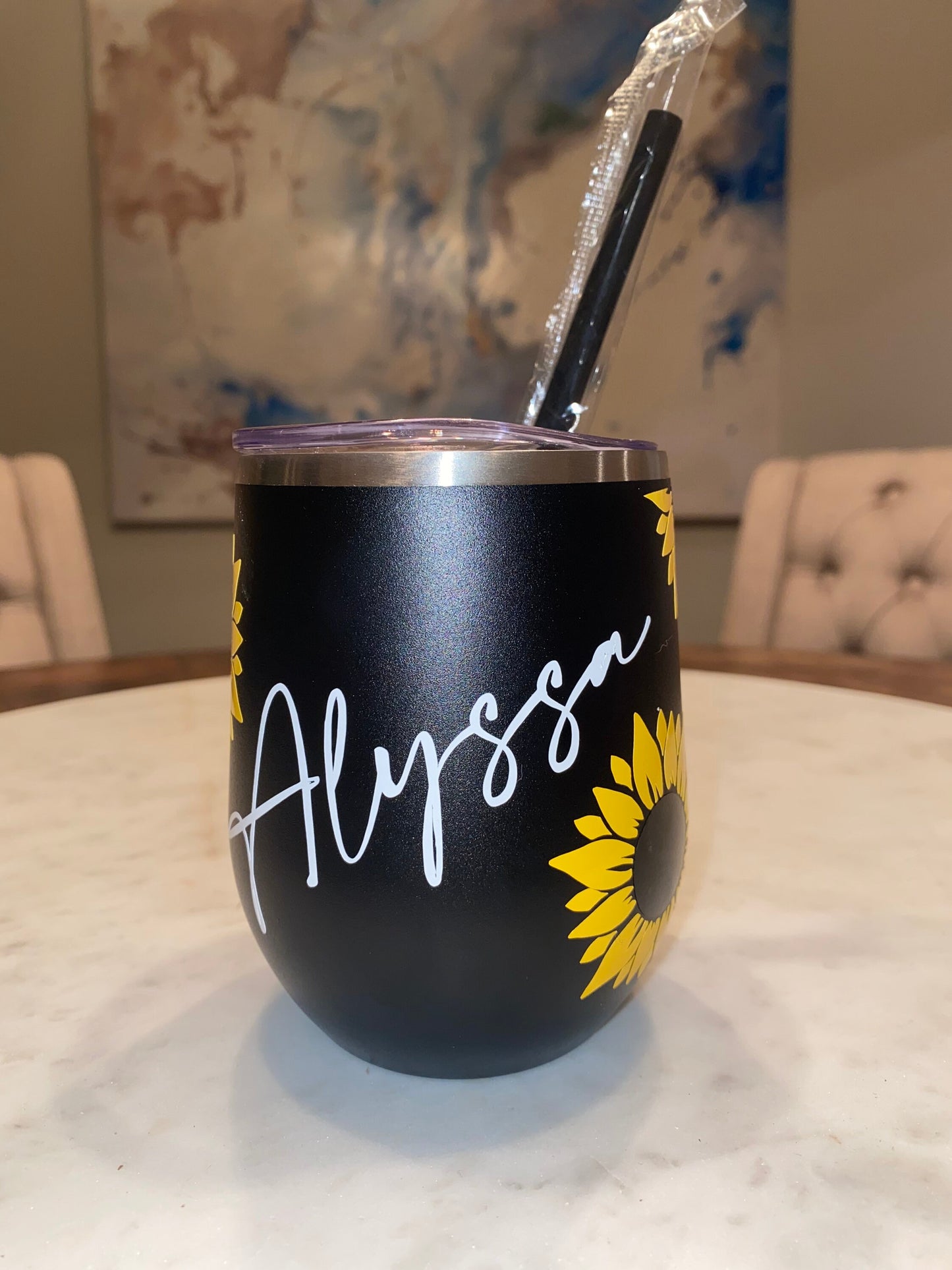 Sunflower Wine Tumbler | Sunflower Tumbler | Personalized Wine Tumbler | Gift for her