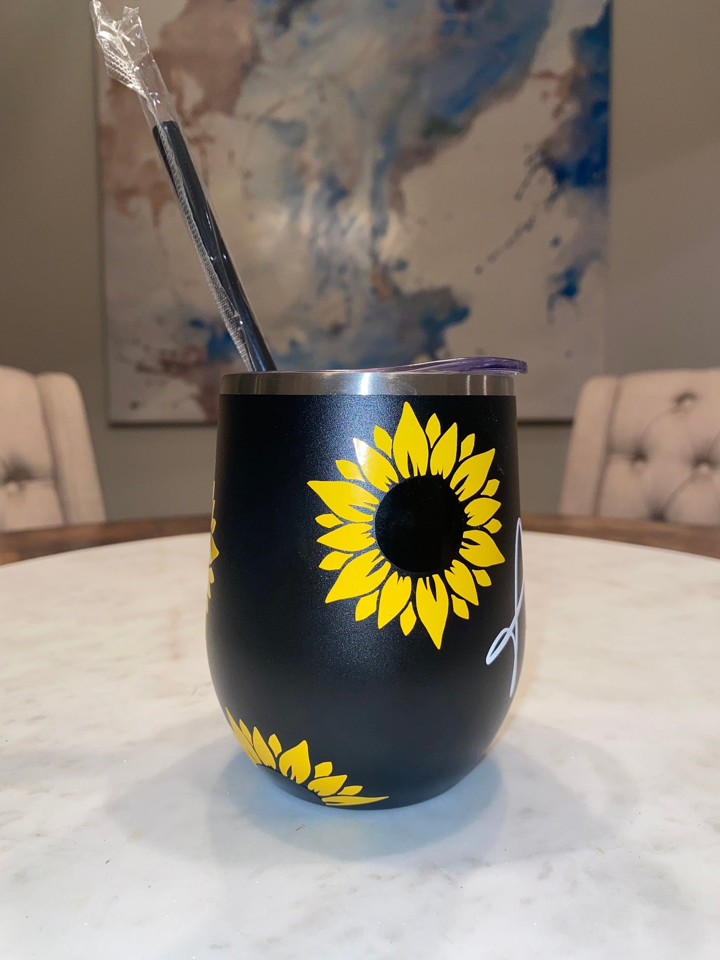 Sunflower Wine Tumbler | Sunflower Tumbler | Personalized Wine Tumbler | Gift for her