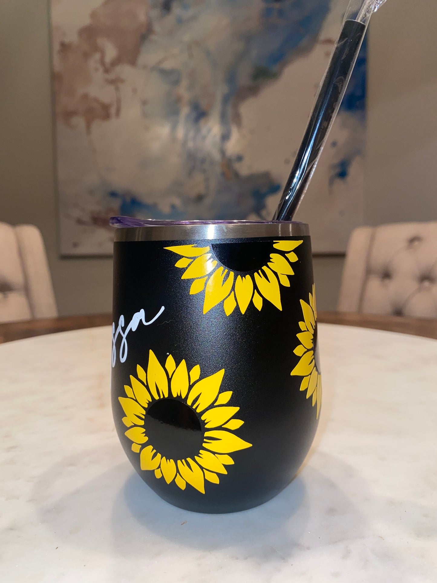 Sunflower Wine Tumbler | Sunflower Tumbler | Personalized Wine Tumbler | Gift for her