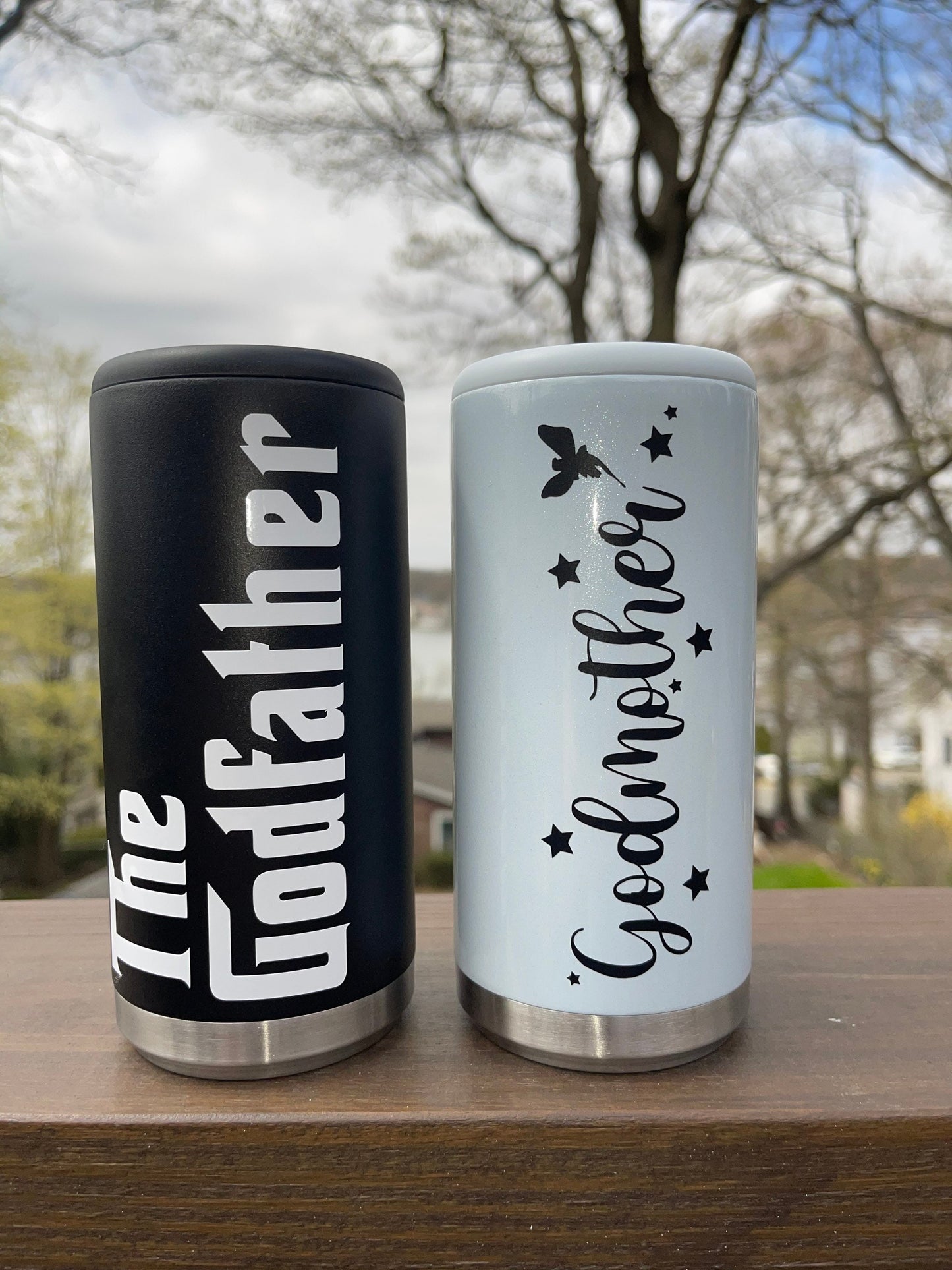 Godparents Slim Can Cooler Set | Godmother Gift | Godfather Gift | Godparents Gift  | Slim Can Cooler
