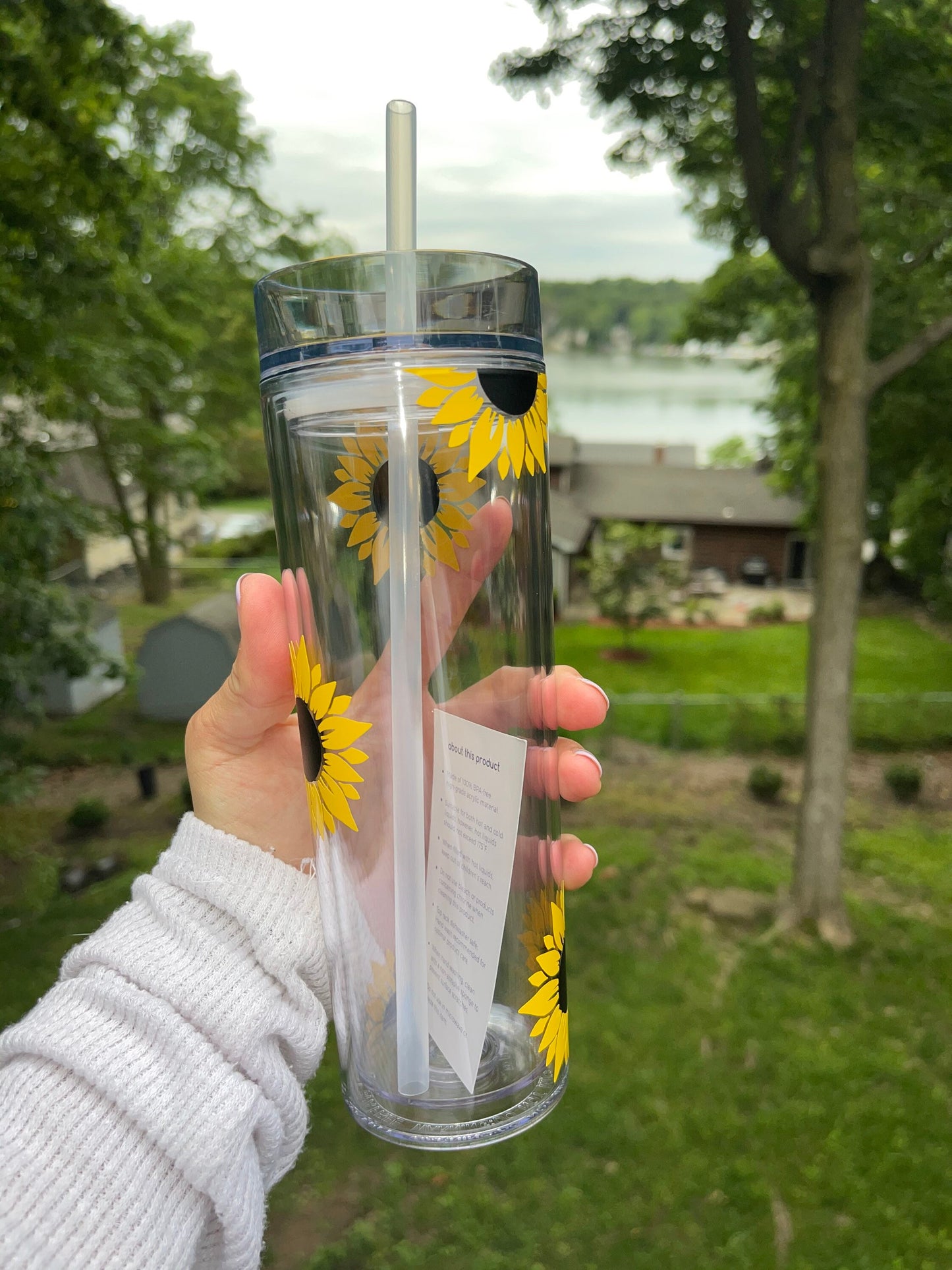 Sunflower Tumbler, personalized sunflower cup, Gift for her, Floral Tumbler, 16 oz Tumbler