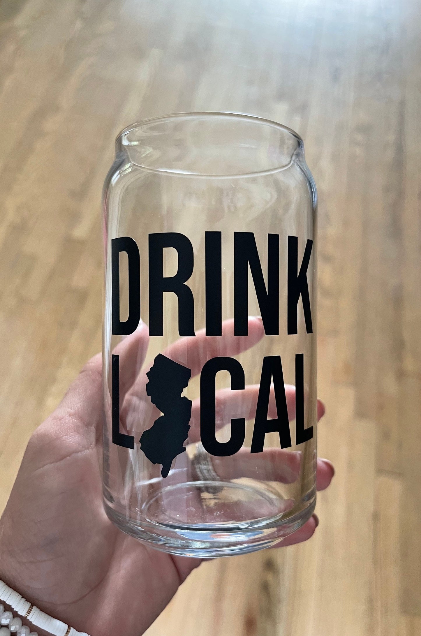 Drink Local Beer Can Glass | Craft Beer Glass  | Custom Beer Glass| 16 oz Libbey Can Glass  | Beer Can Glass | Gift for him