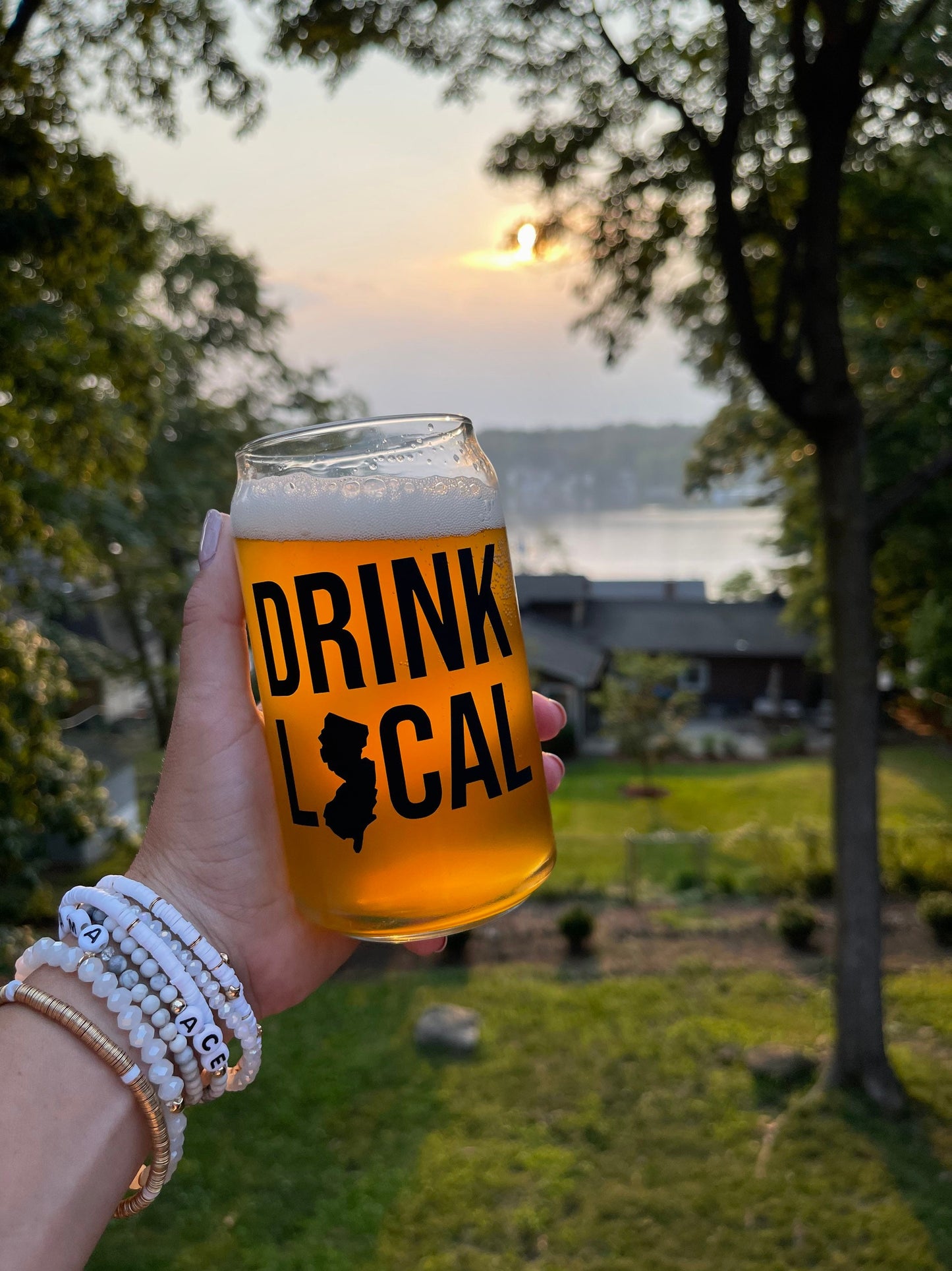 Drink Local Beer Can Glass | Craft Beer Glass  | Custom Beer Glass| 16 oz Libbey Can Glass  | Beer Can Glass | Gift for him