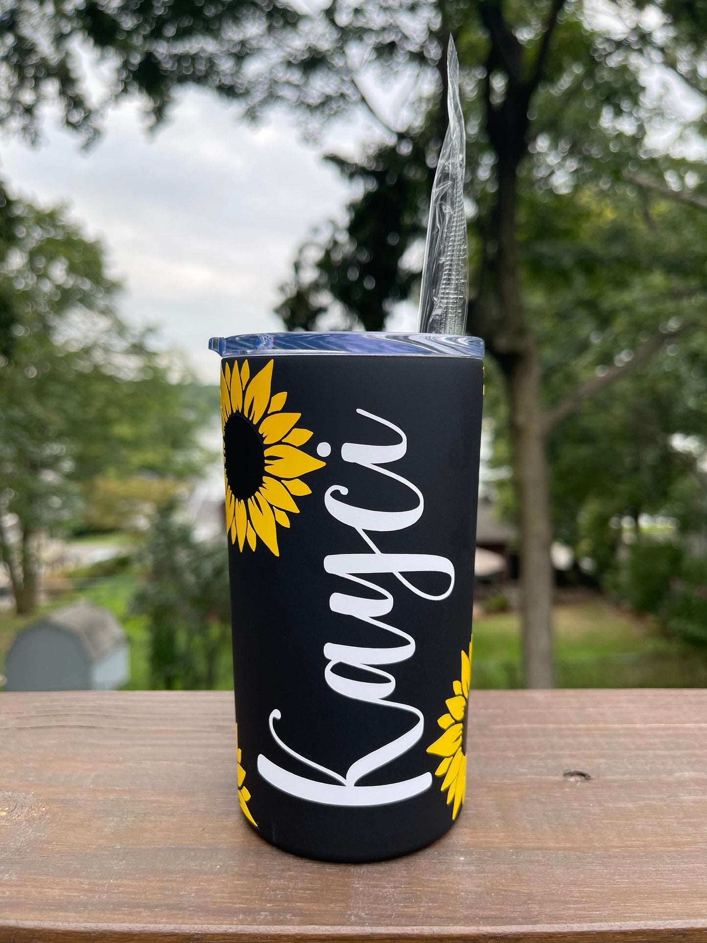 Sunflower Tumbler, personalized sunflower cup, Gift for her, Floral Tumbler, 12 oz Tumbler