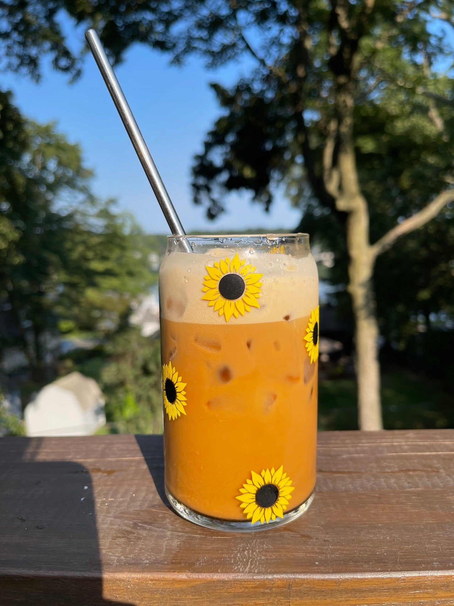 Sunflower Beer Can Glass, Sunflower Coffee Cup, personalized coffee cup, Gift for her, Floral Coffee Cup