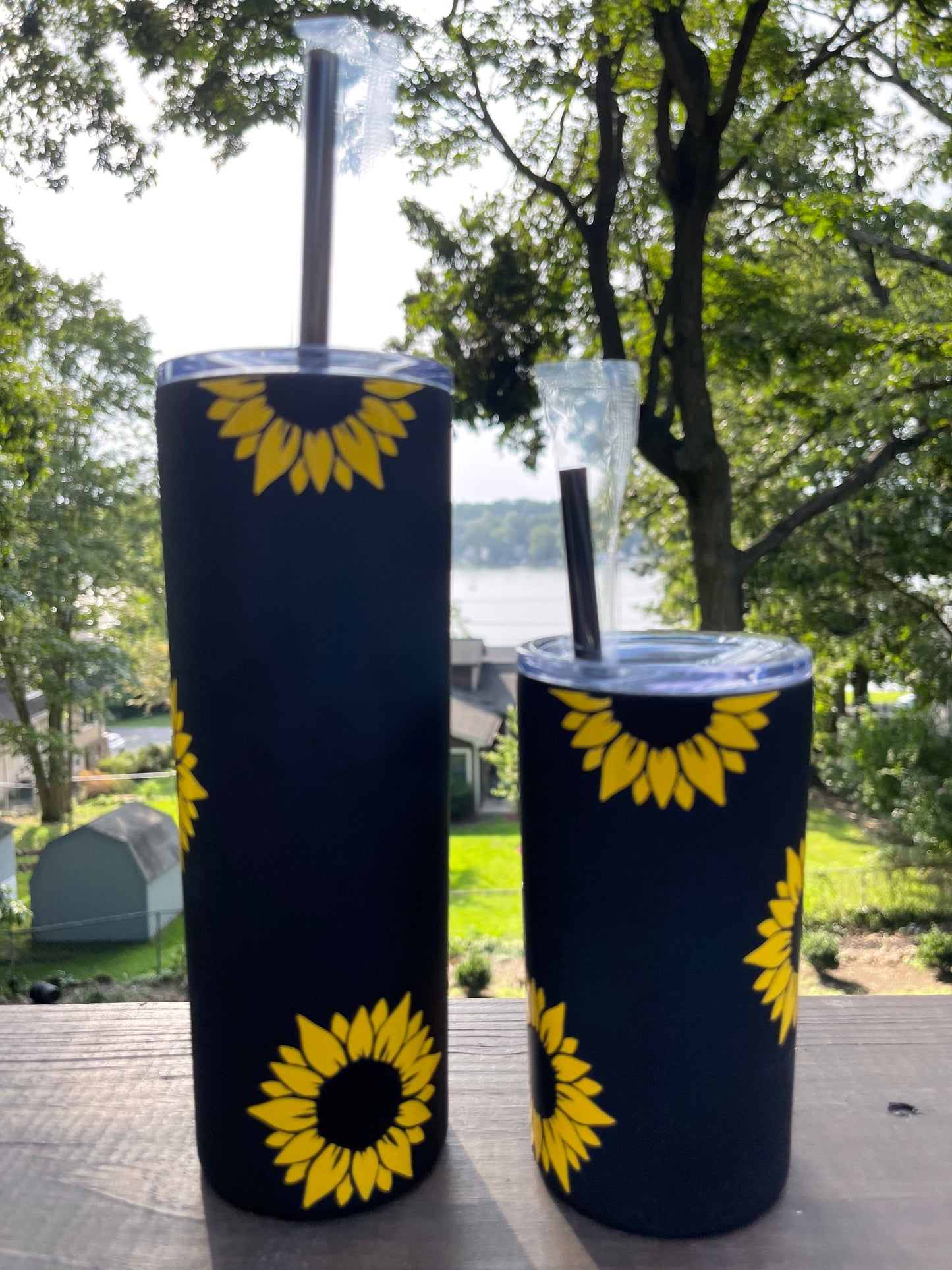 Sunflower Tumbler, personalized sunflower cup, Gift for her, Floral Tumbler, 12 oz Tumbler