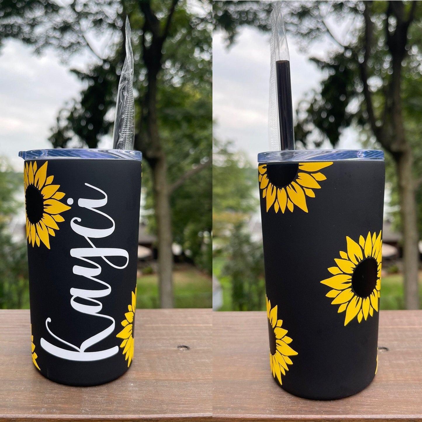Sunflower Tumbler, personalized sunflower cup, Gift for her, Floral Tumbler, 12 oz Tumbler