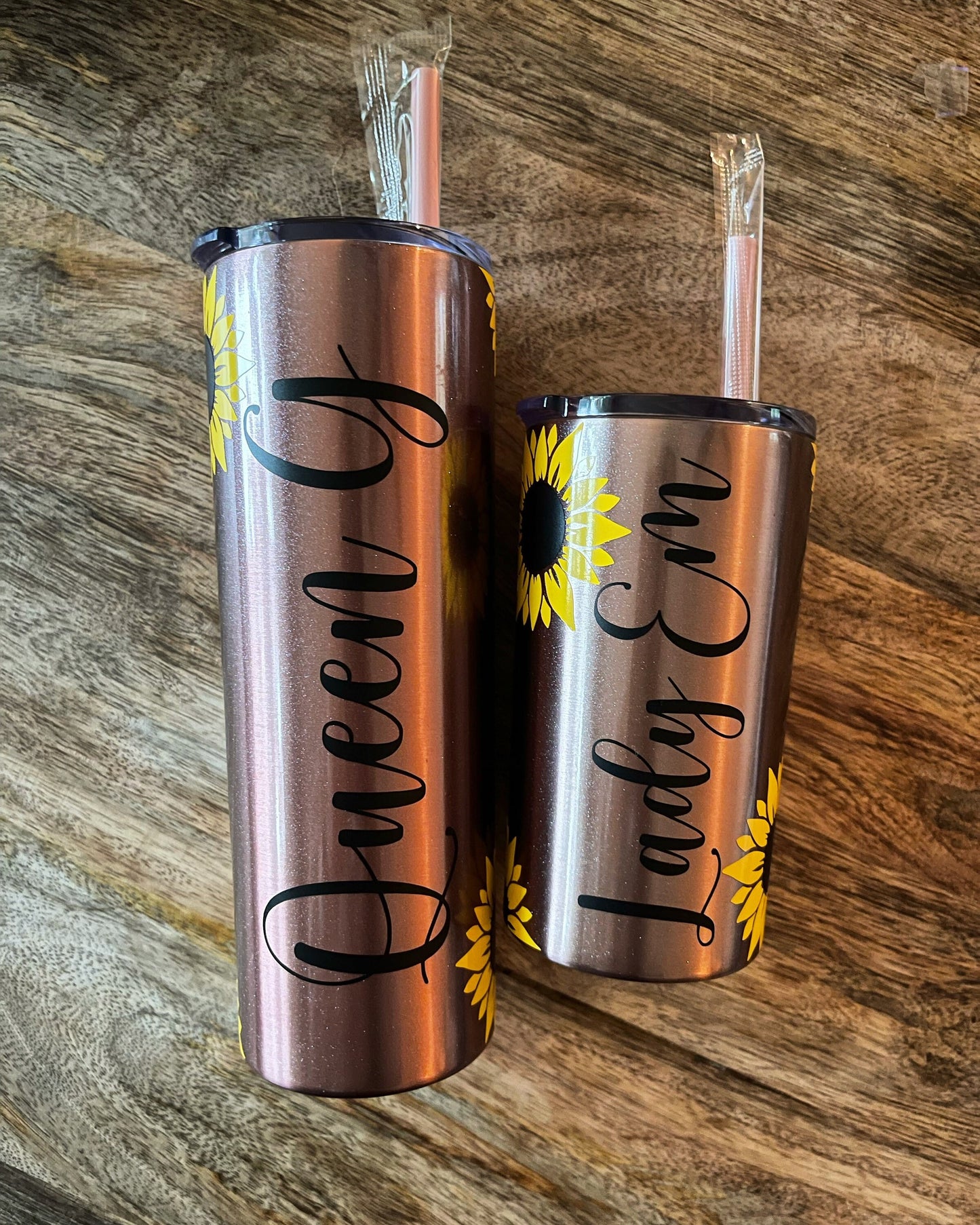 Mommy and Me Tumbler Set, Sunflower Tumbler, personalized sunflower cup, Gift for her, Floral Tumbler, Bride and Flower Girl Tumbler Set