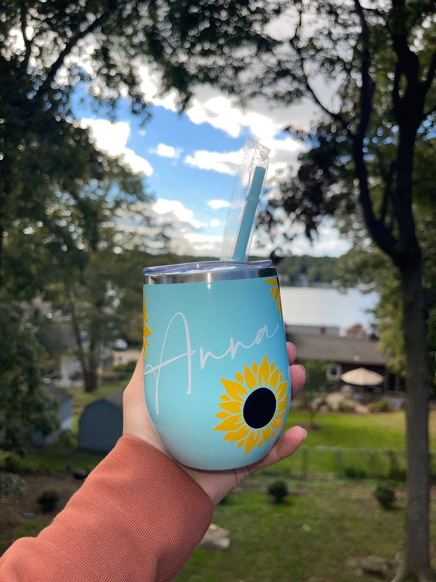 Sunflower Wine Tumbler | Sunflower Tumbler | Personalized Wine Tumbler | Gift for her
