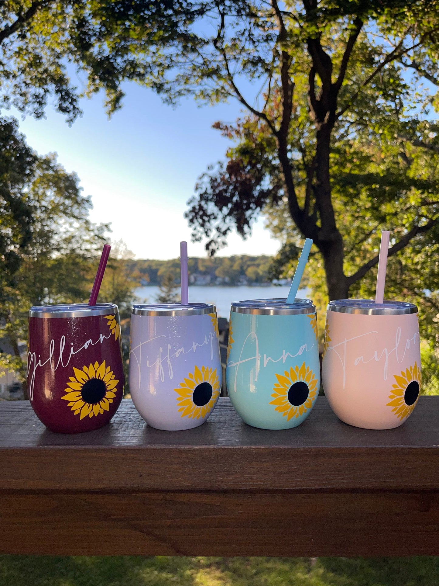 Sunflower Wine Tumbler | Sunflower Tumbler | Personalized Wine Tumbler | Gift for her