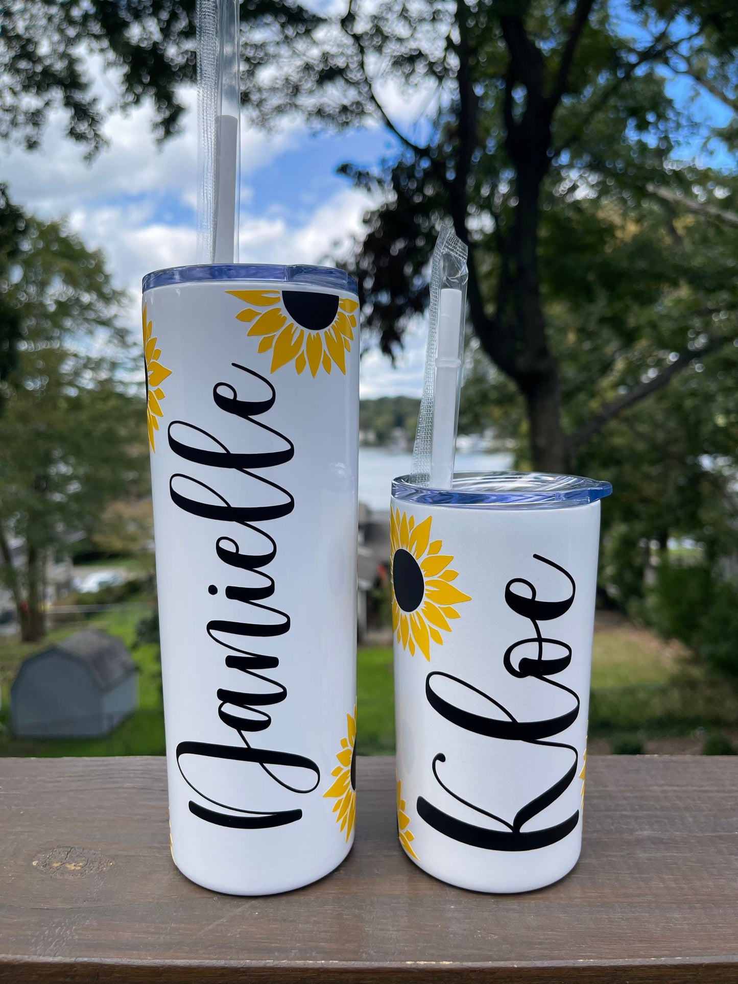 Mommy and Me Tumbler Set, Sunflower Tumbler, personalized sunflower cup, Gift for her, Floral Tumbler, Bride and Flower Girl Tumbler Set