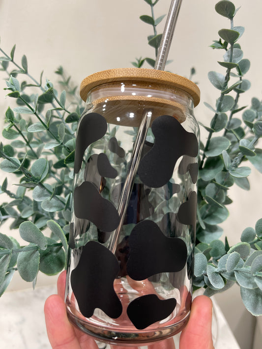 Cow Print Beer Can Glass