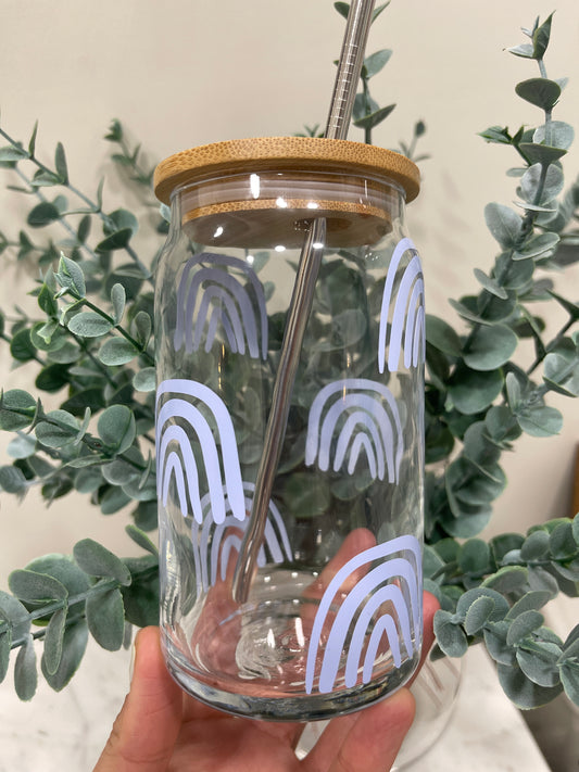 Boho Rainbow Beer Can Glass